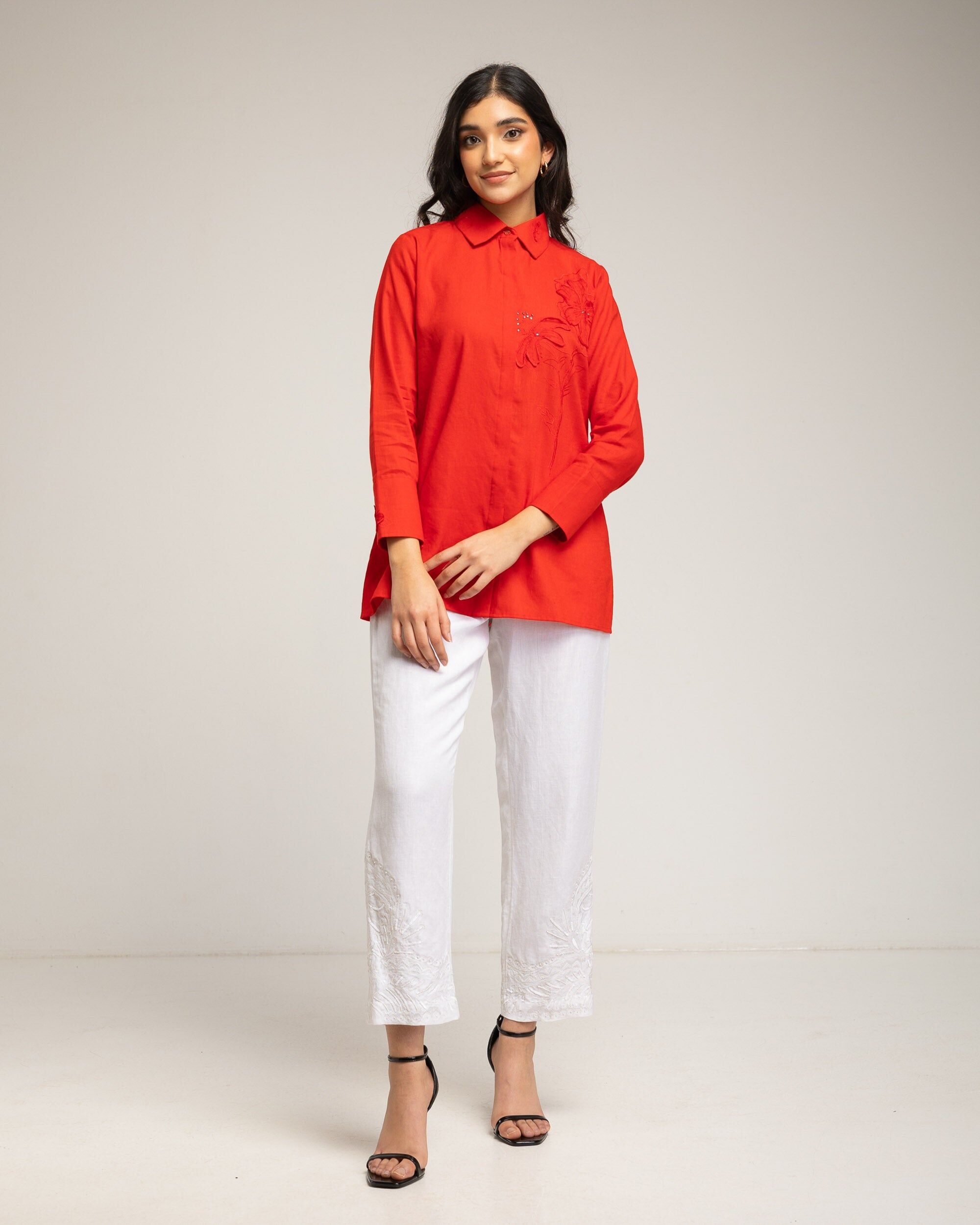 Robe rouge Fiorella, chemisier