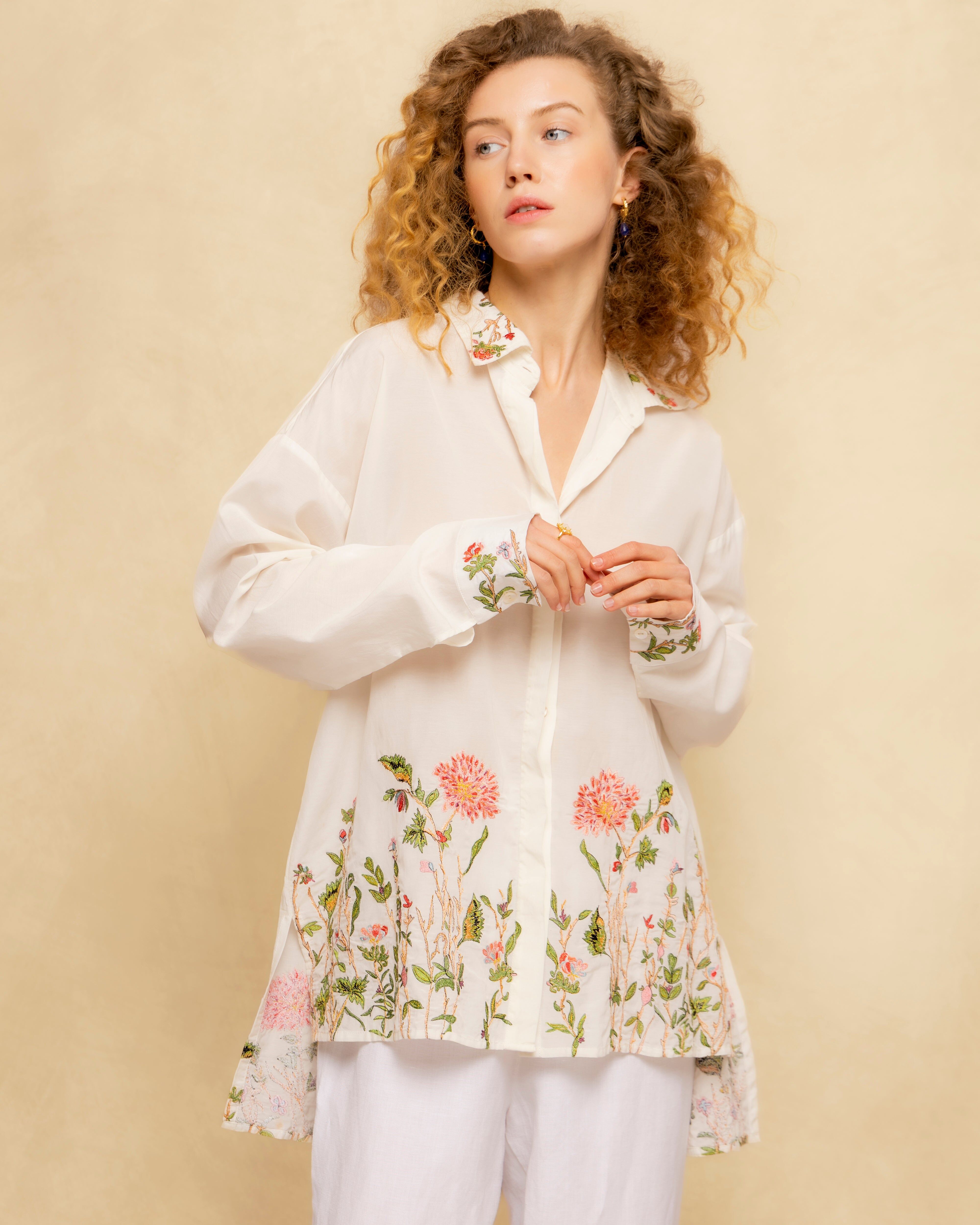 Camicetta Freya bianca ricamata