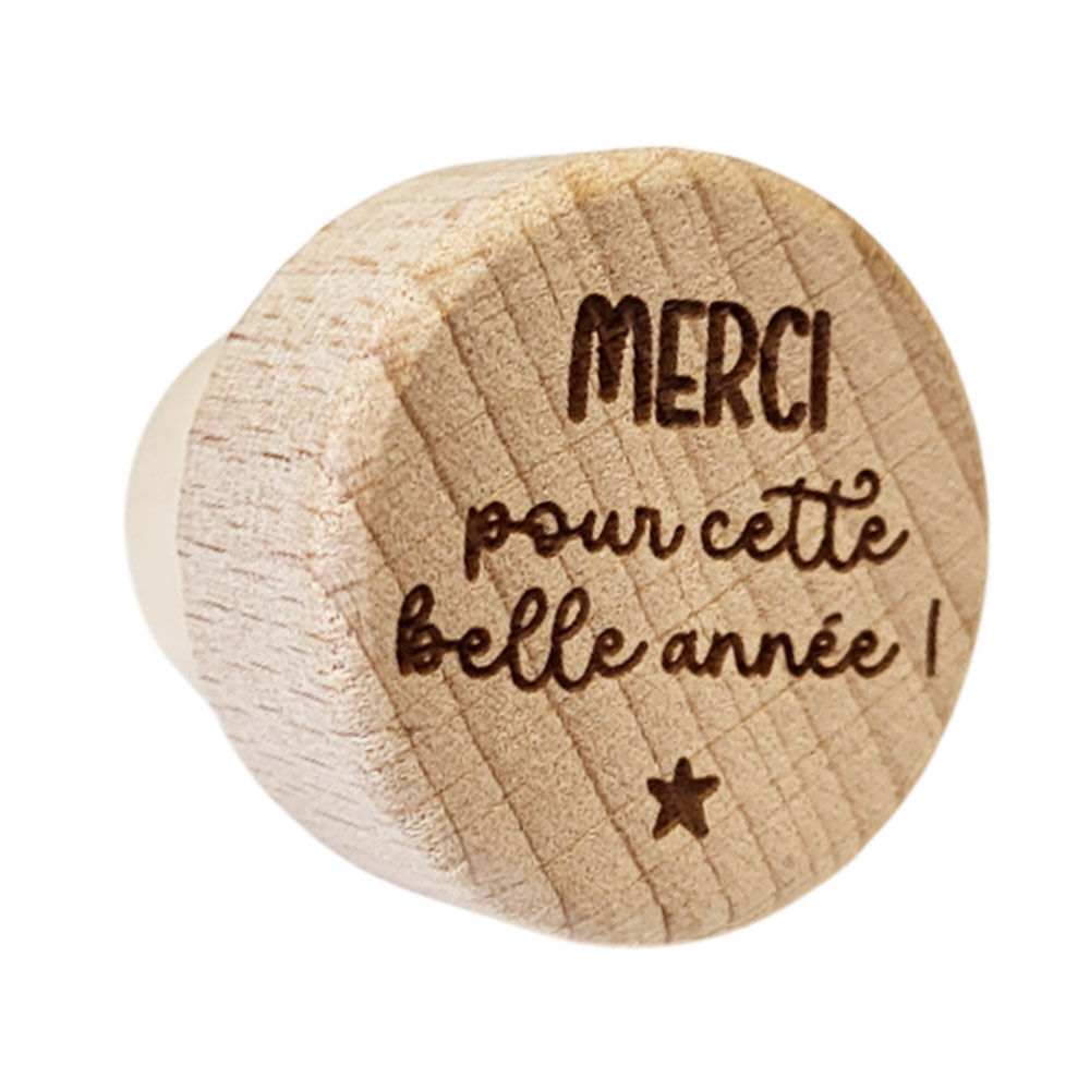 Wooden bottle stopper – End-of-school-year gift – Thank you for this wonderful year!