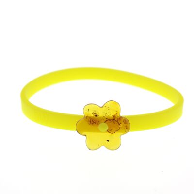Pulsera adulto amarillo y flor