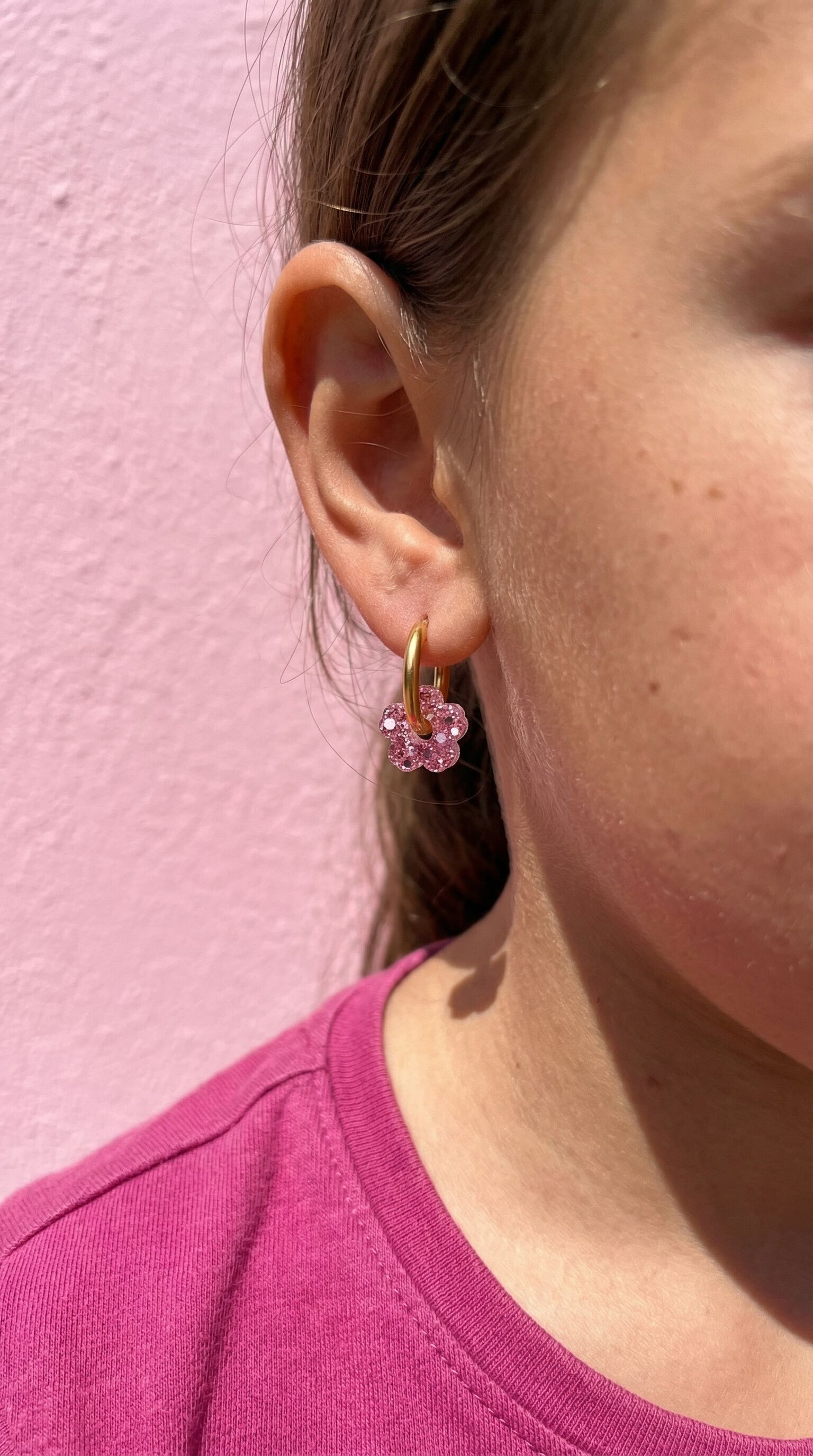 Mini Boucles d'Oreilles Enfants Fleurs Rose