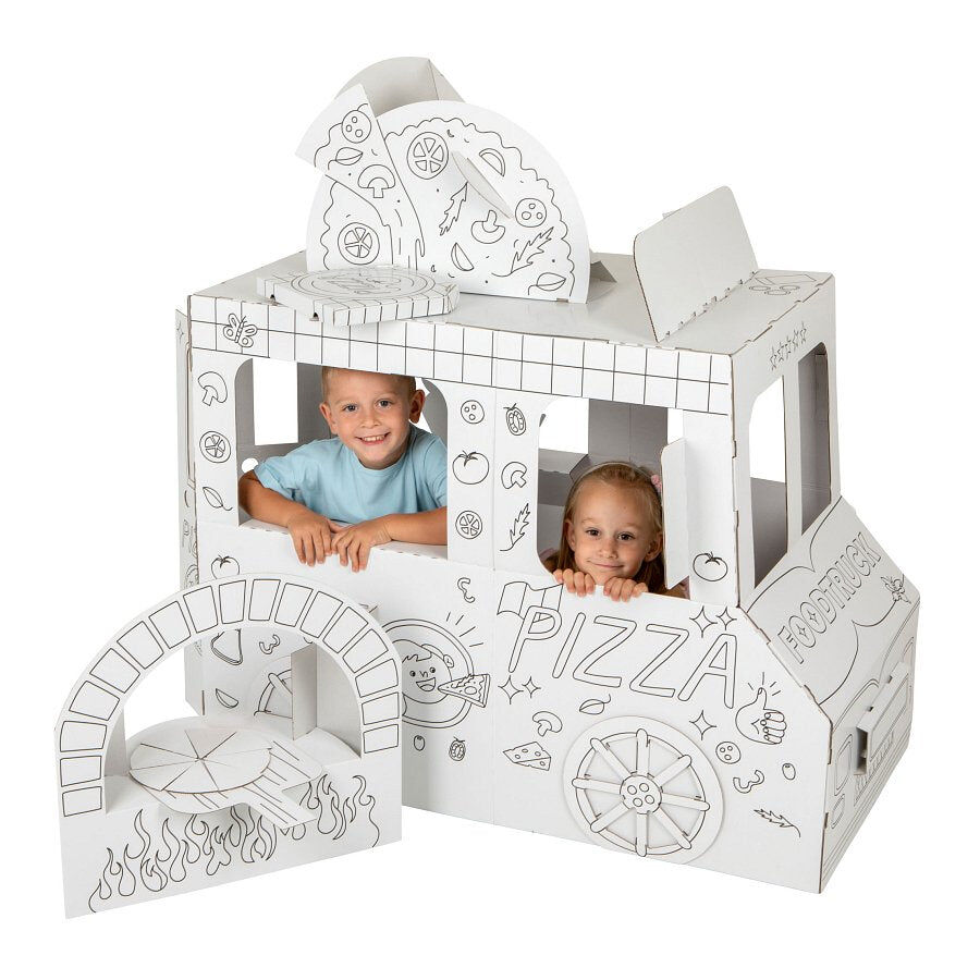 Playhouse Food Truck Cardboard playhouse for children – DIY Construction & Coloring 3+