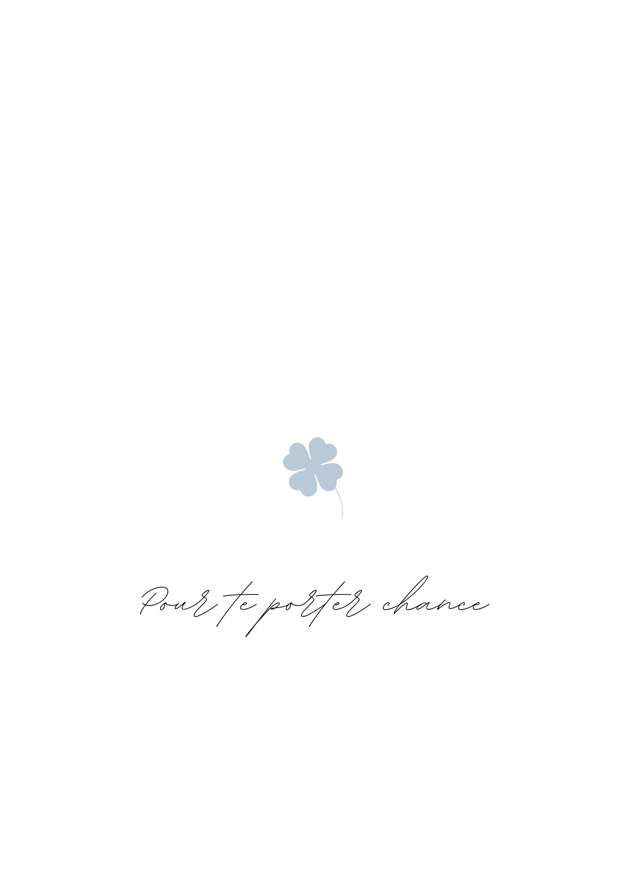 Minimalist postcard to bring you luck: blue four-leaf clover - Maison Paon Collection
