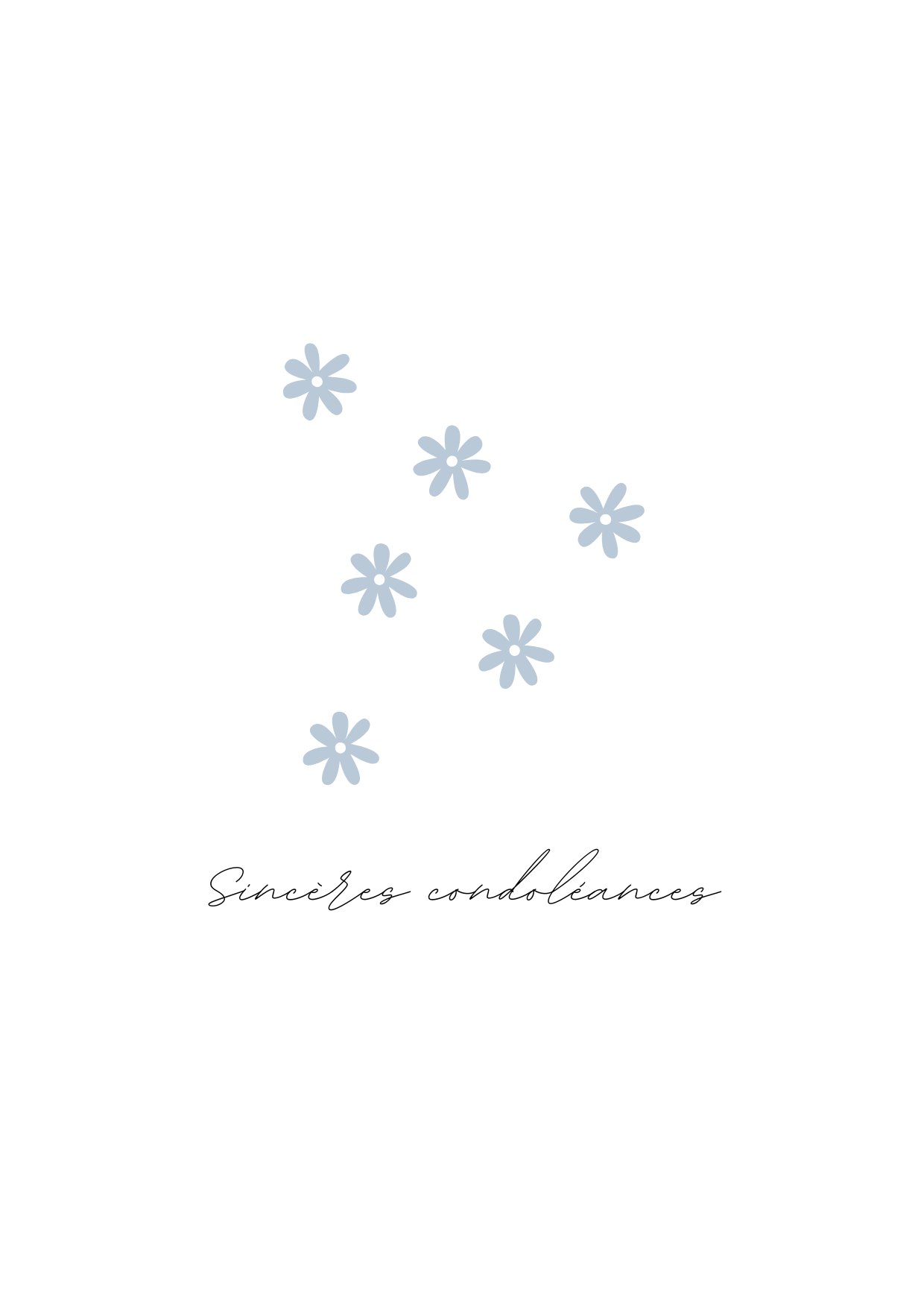 Minimalist postcard with sincere condolences and blue flowers - Maison Paon Collection