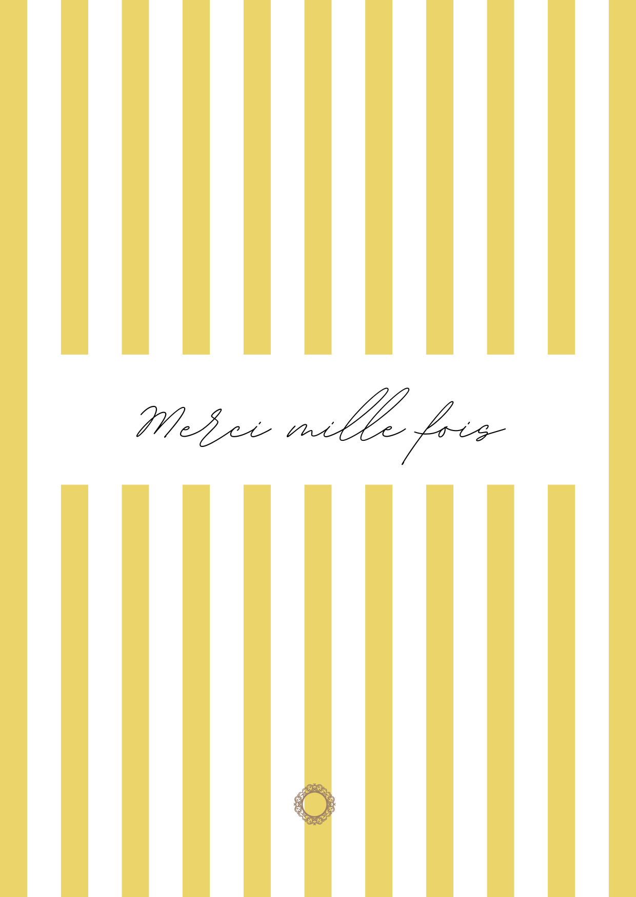 Postcard Thank you a thousand times, yellow stripe - Maison Paon Collection