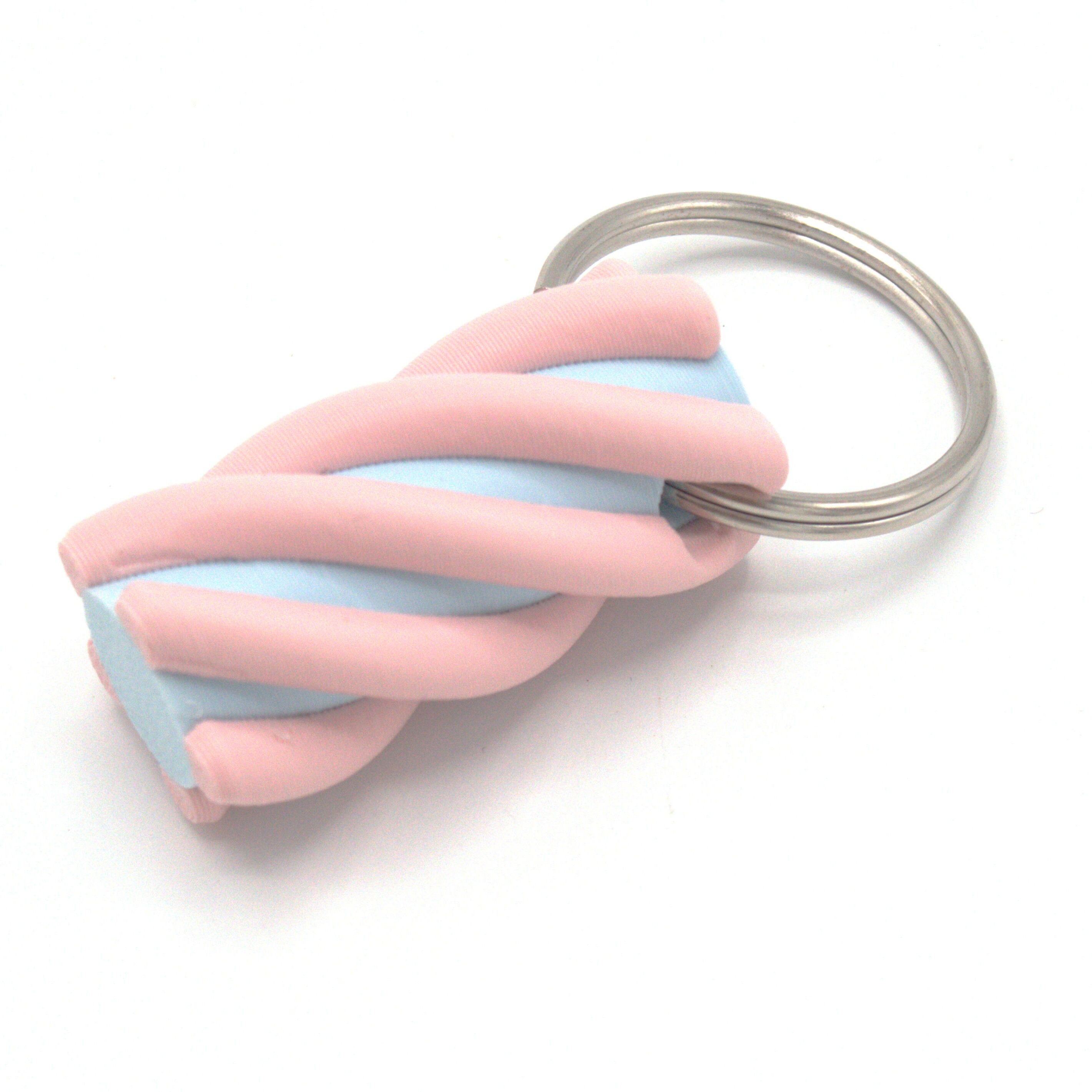 Pink-blue twisted candy keychain