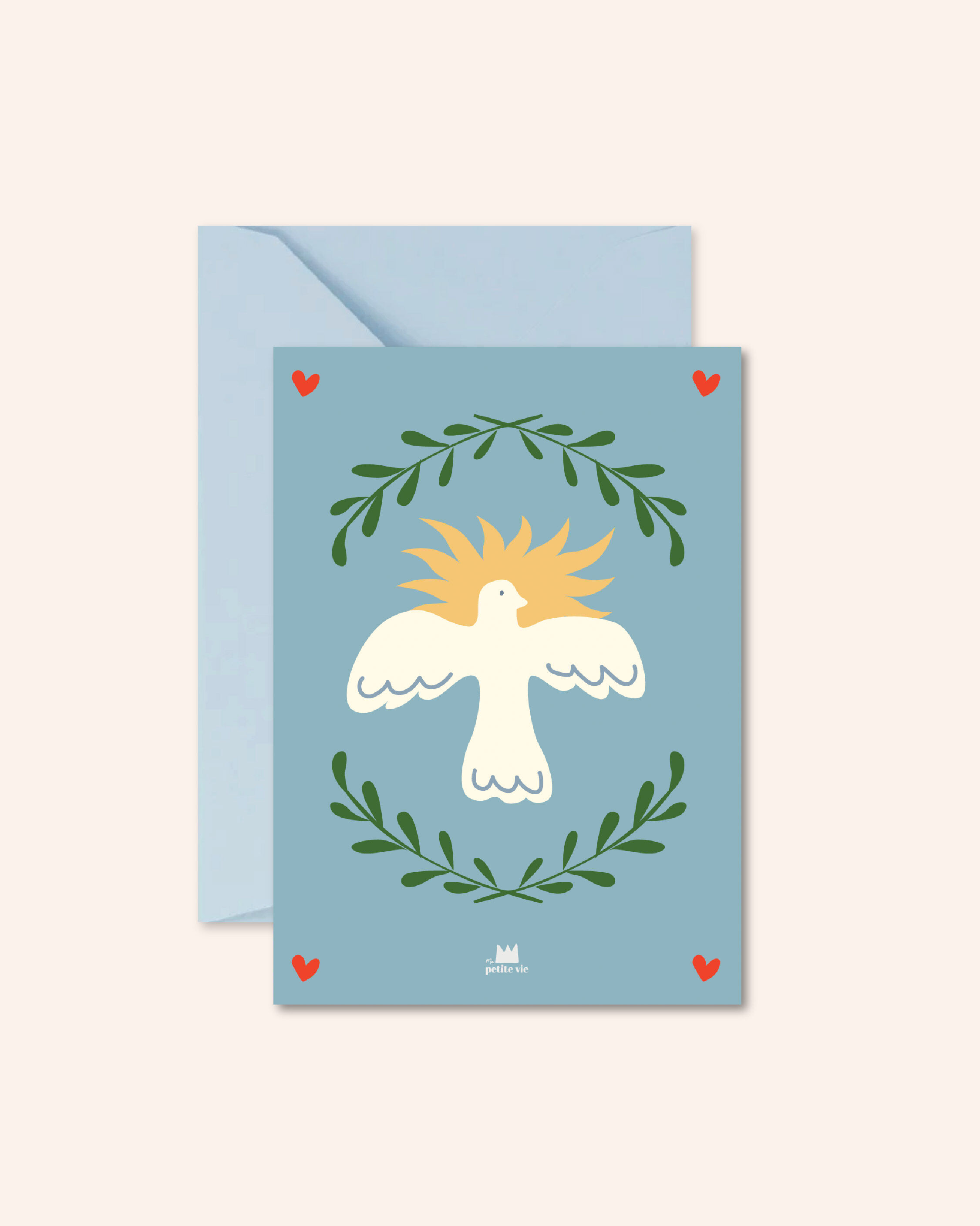 Carte Baptême ou Communion - Oiseau soleil (avec enveloppe)