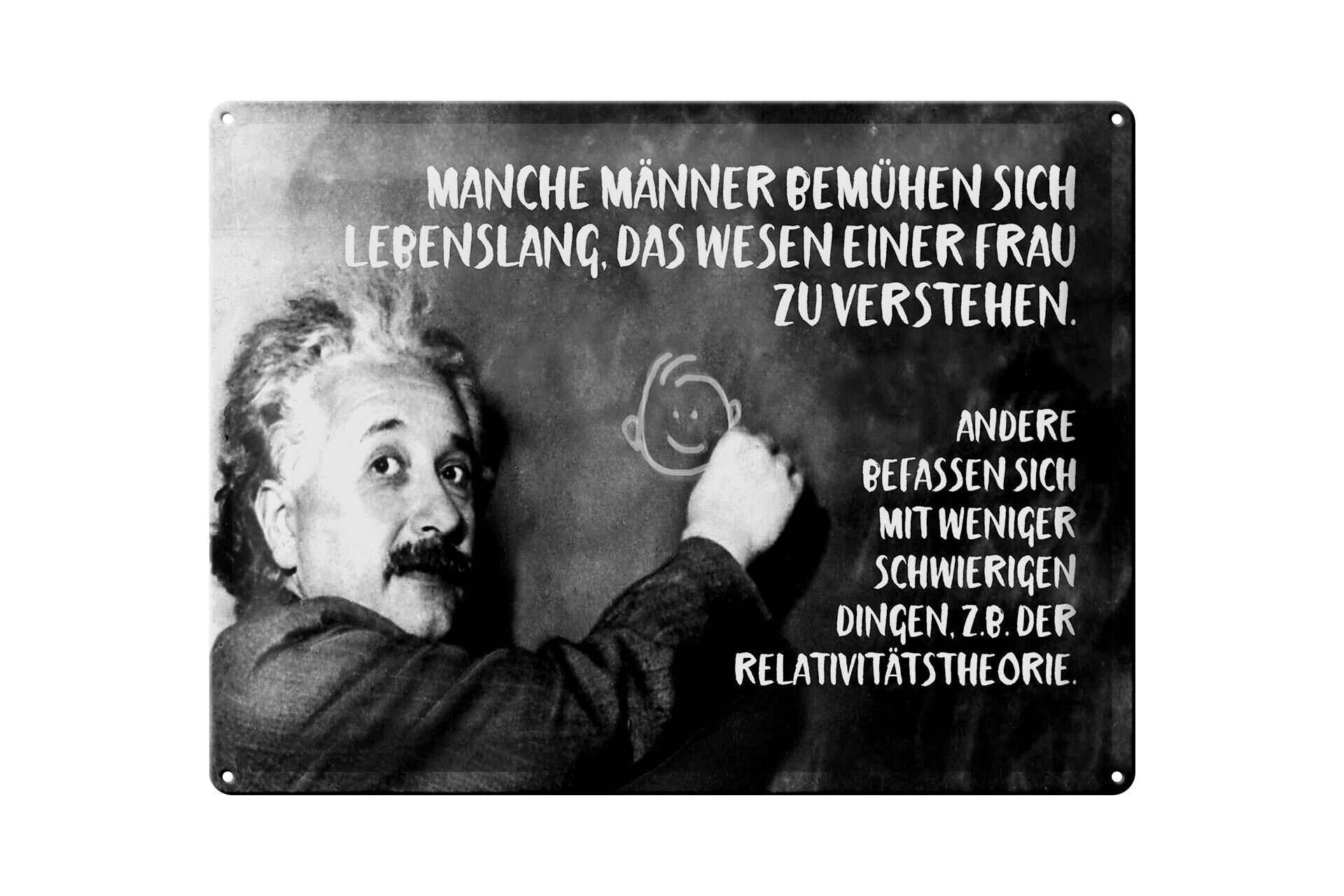 Metal sign with quote, 30x40 cm, Einstein plaque: Men understand the nature of a woman