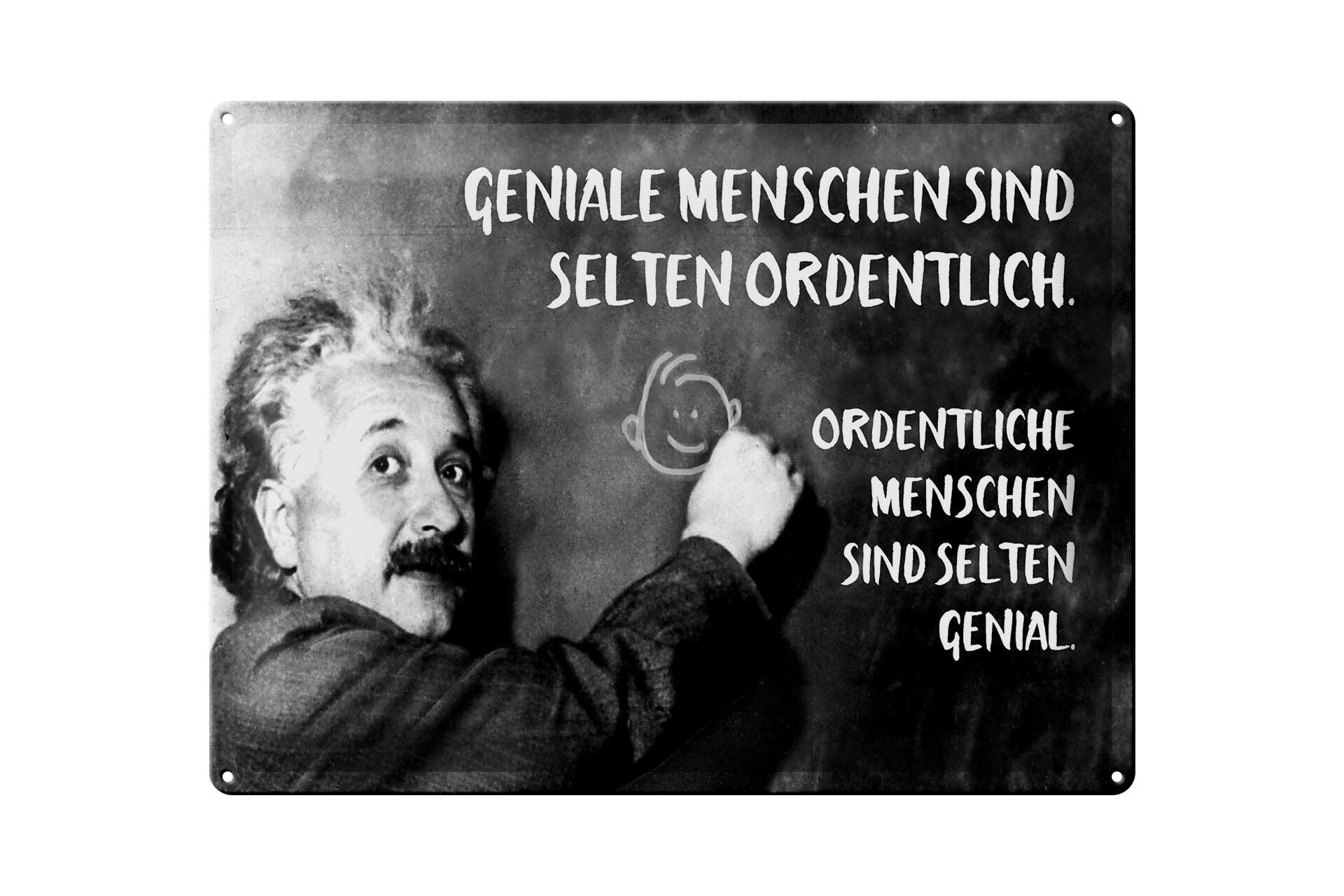 Metal sign with quote, 30x40 cm, Einstein plaque, "Genius, orderly people" sign