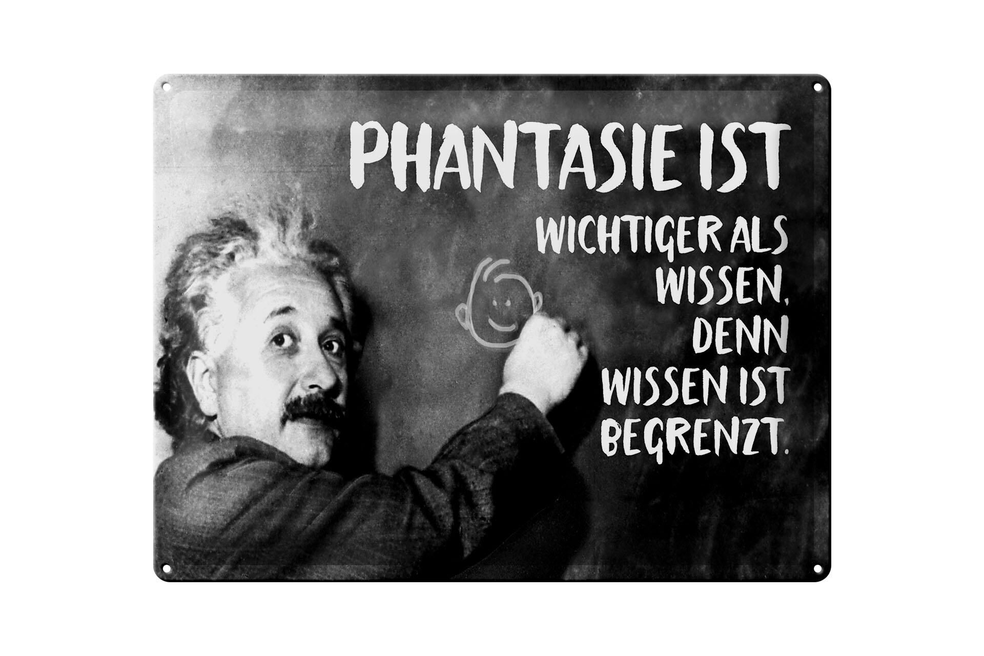 Metal sign with quote, 30x40 cm, Einstein plaque: Knowledge is limited, decorative sign