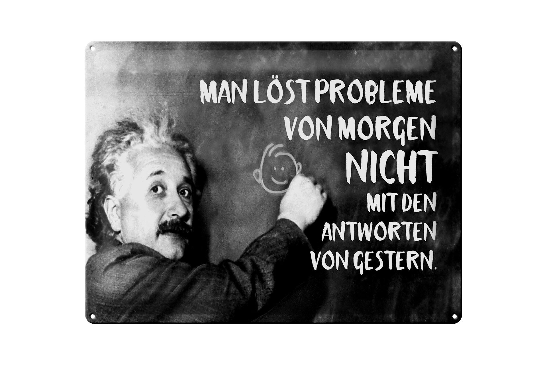 Metal sign with quote, 30x40 cm, Einstein plaque: Problems of tomorrow, answers of yesterday