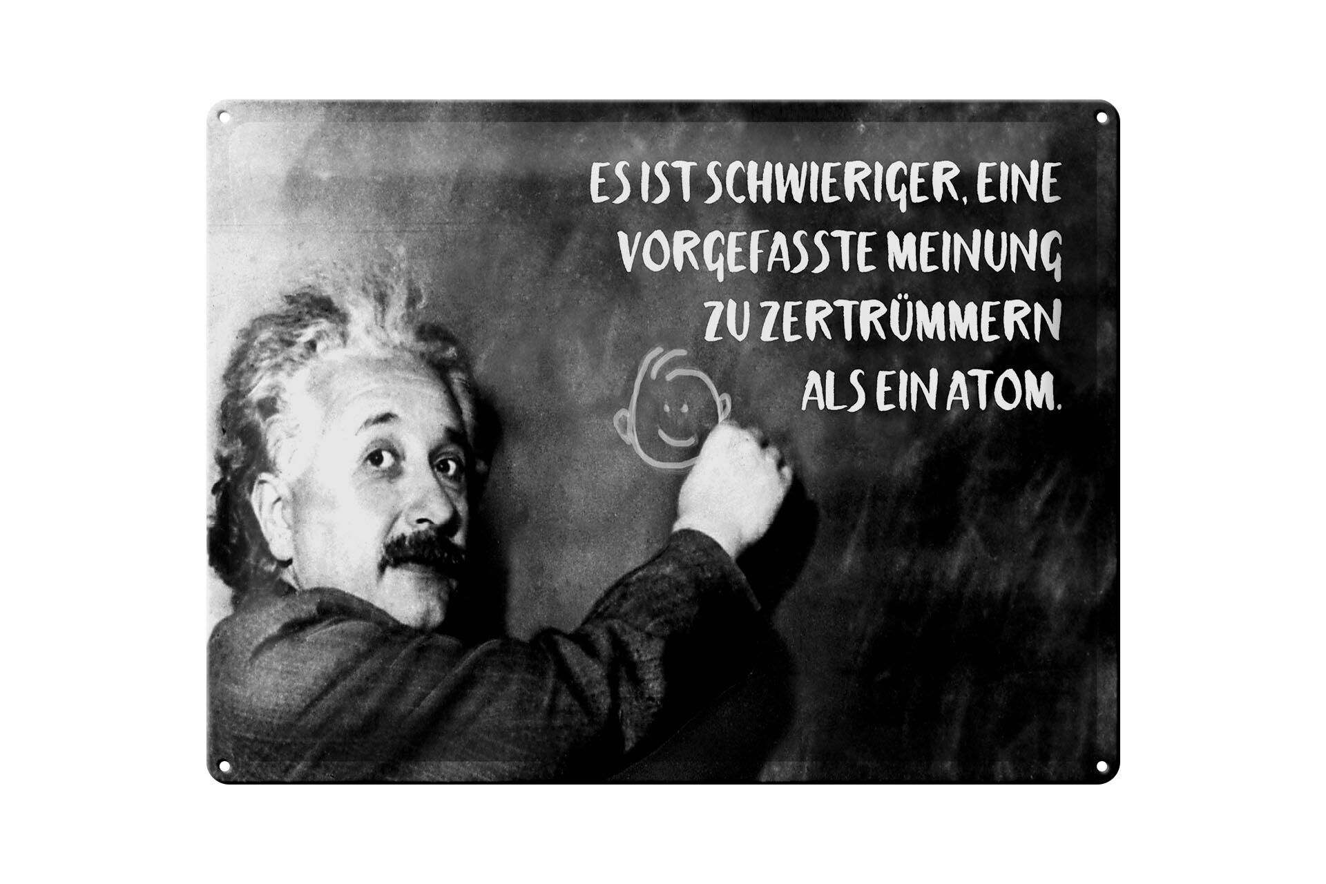 Metal sign with quote, 30x40 cm, Einstein plaque, preconceived opinion, atomic decoration sign