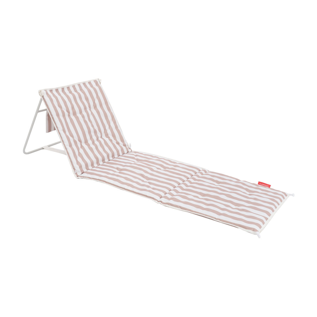Beige Folding Beach Mat with White Stripes
