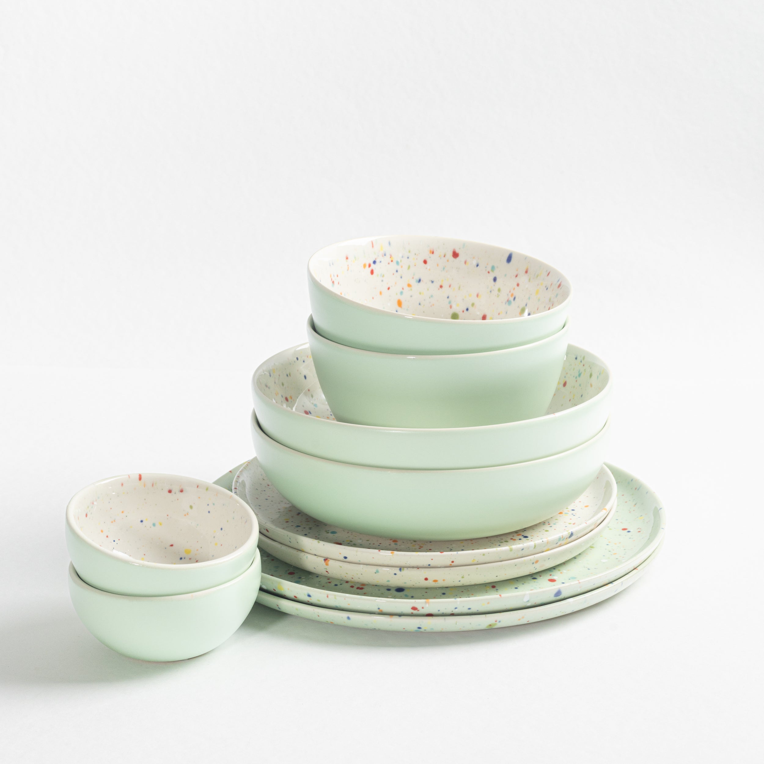 Breeze Party Duo Stoneware 10 Piece Set Green