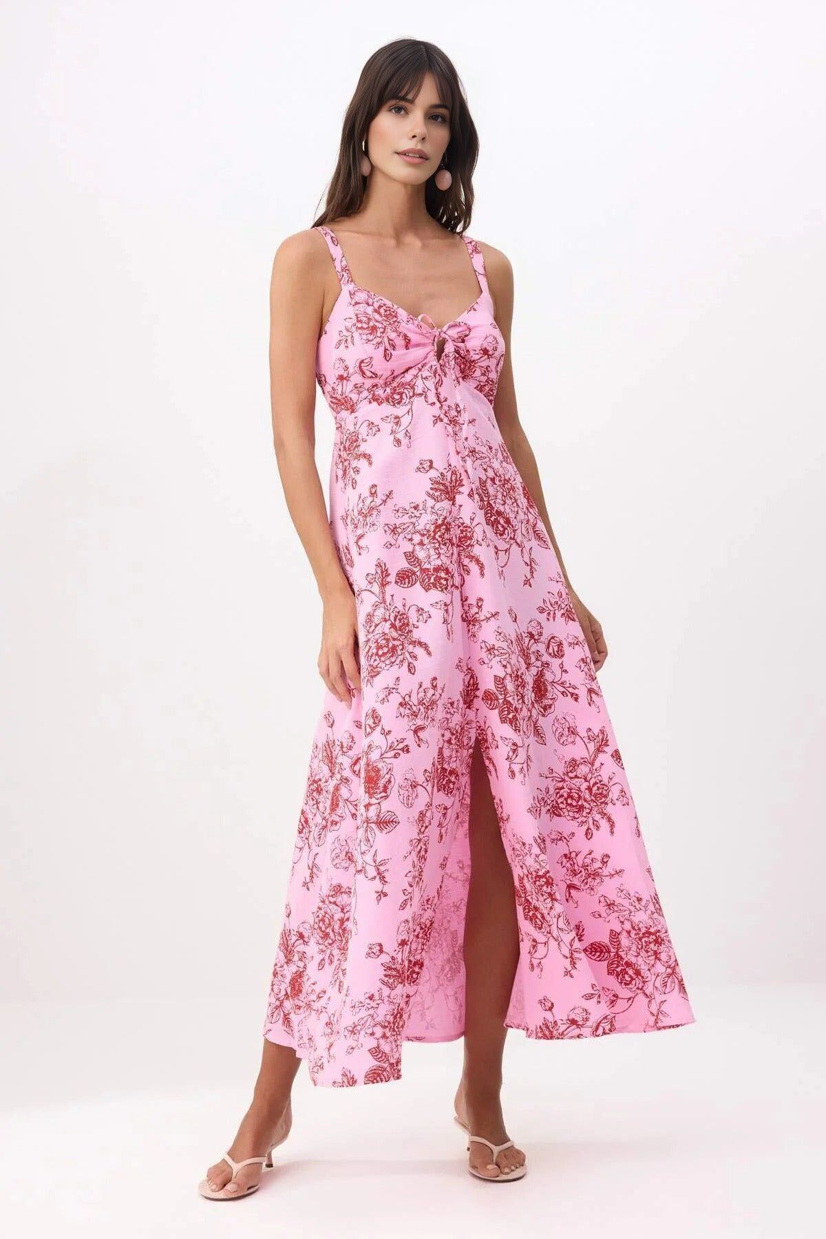 Floral Linen-Look Woven Dress