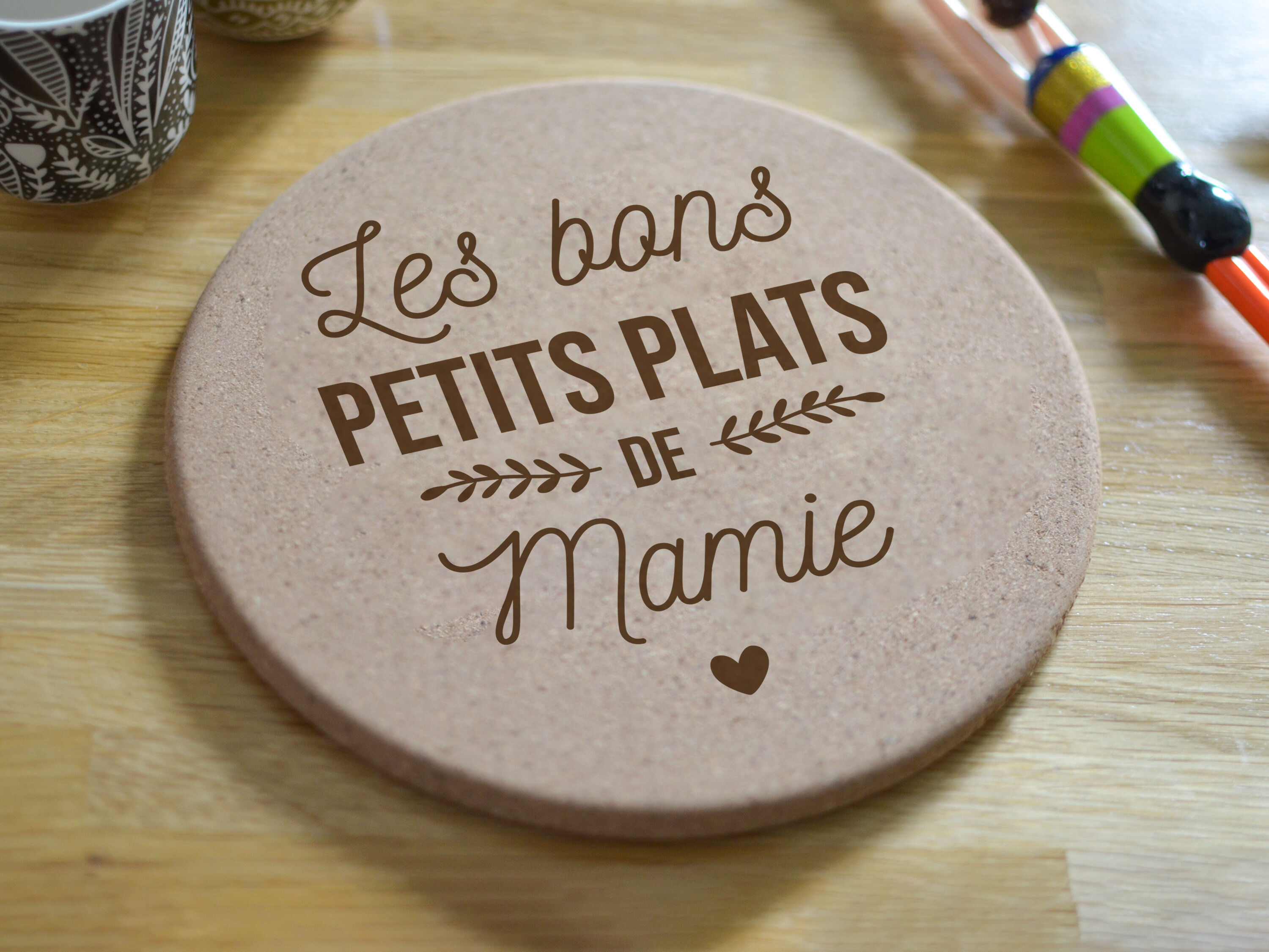 Cork trivet - Grandma's delicious homemade dishes - Grandma gift, Mother's Day - Breton designer