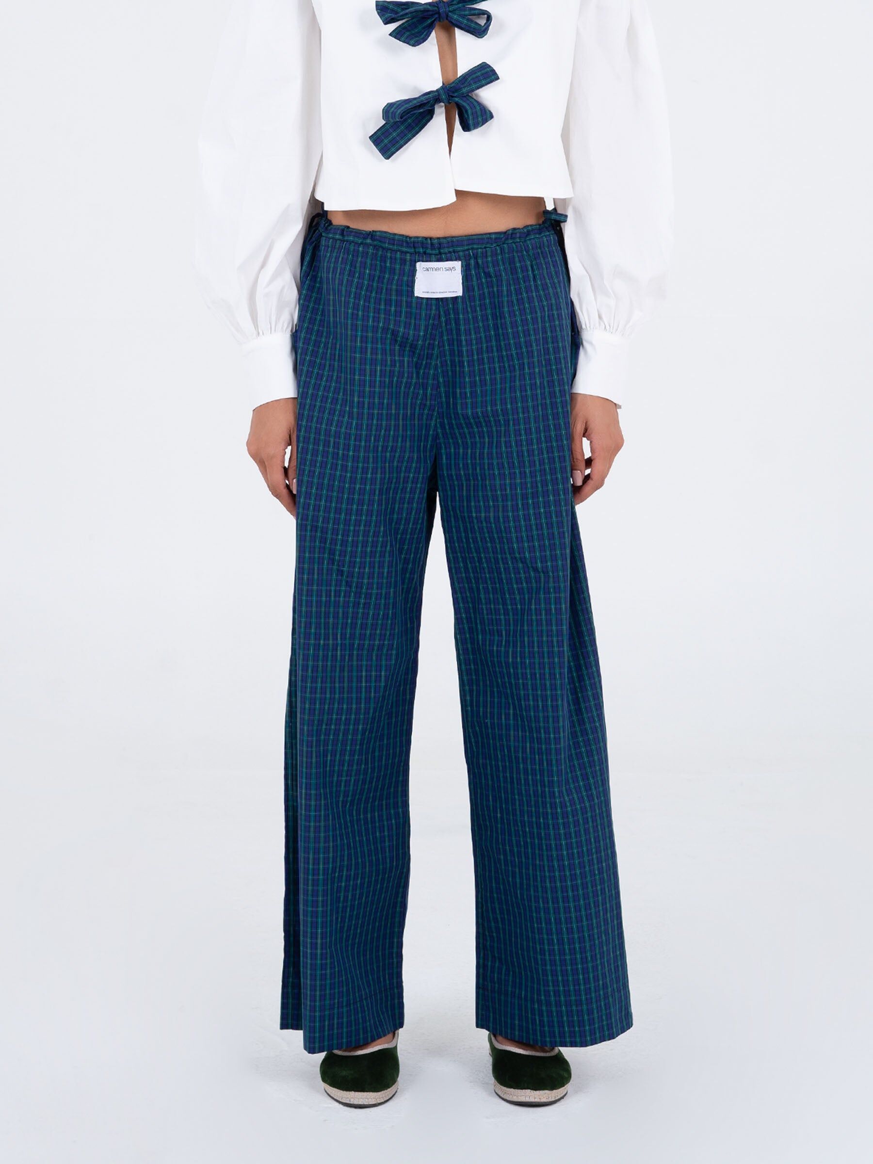 Pantalones de tartán azul crepuscular