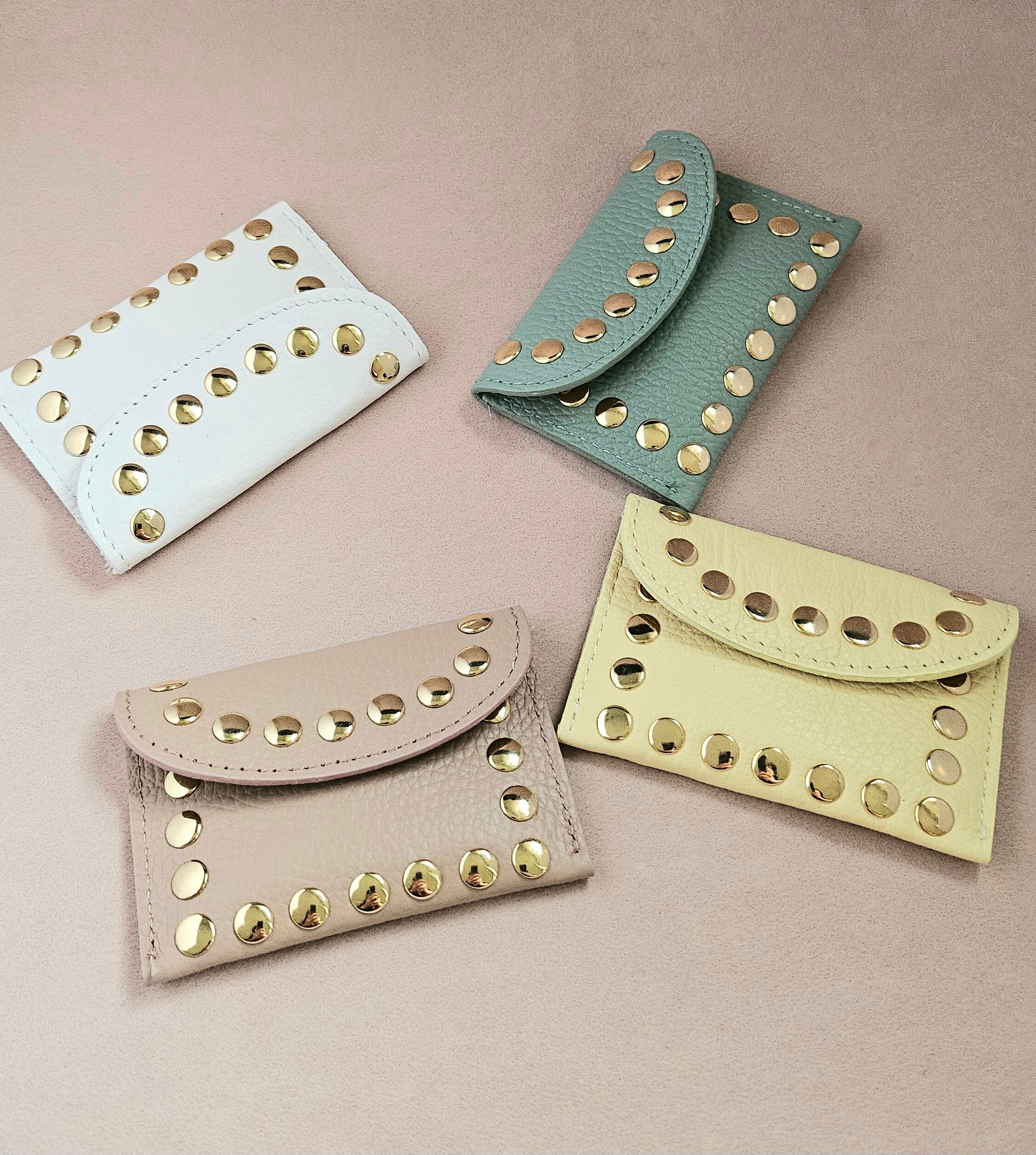 Rock S studded leather card holder