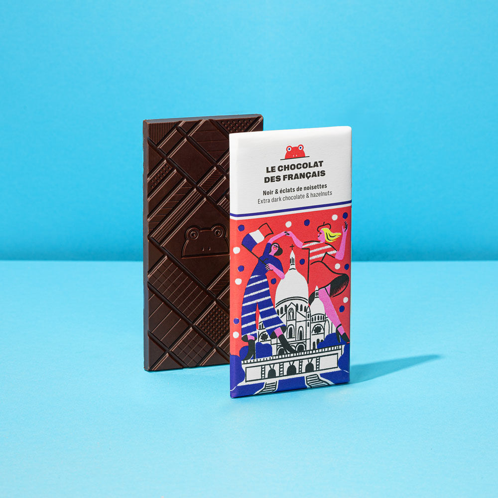 Dark chocolate bar 71% & hazelnut pieces - 70g