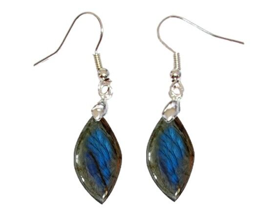 Labradorite (not extra) Marquise Earrings 2 cm