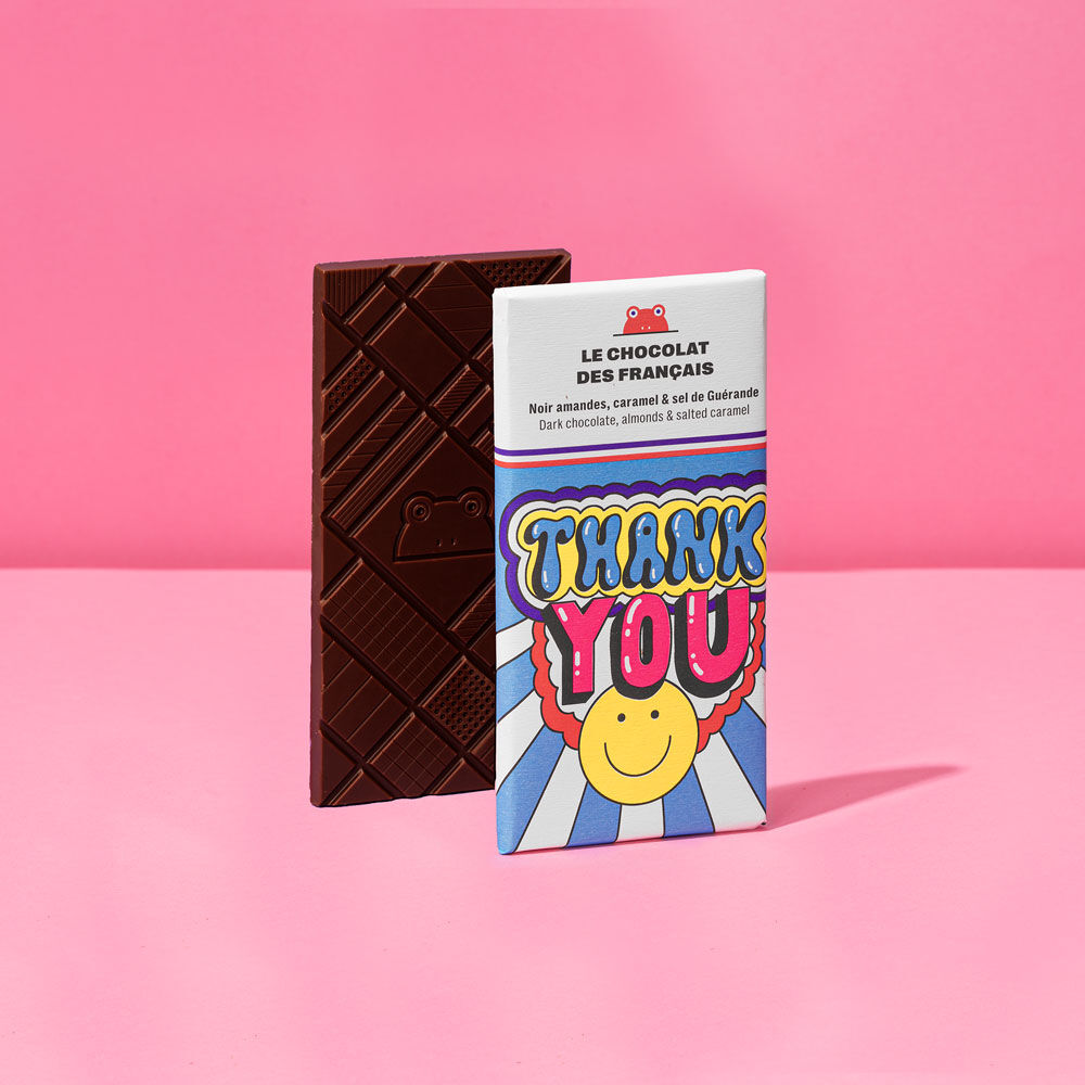 Dark chocolate bar 56%, almonds, caramel & salt - 70g