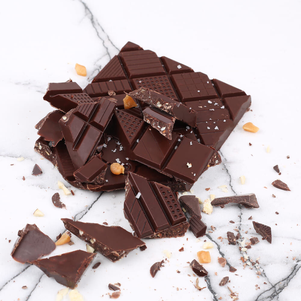 Tablette chocolat Noir 56%, amandes, caramel & sel - 70g