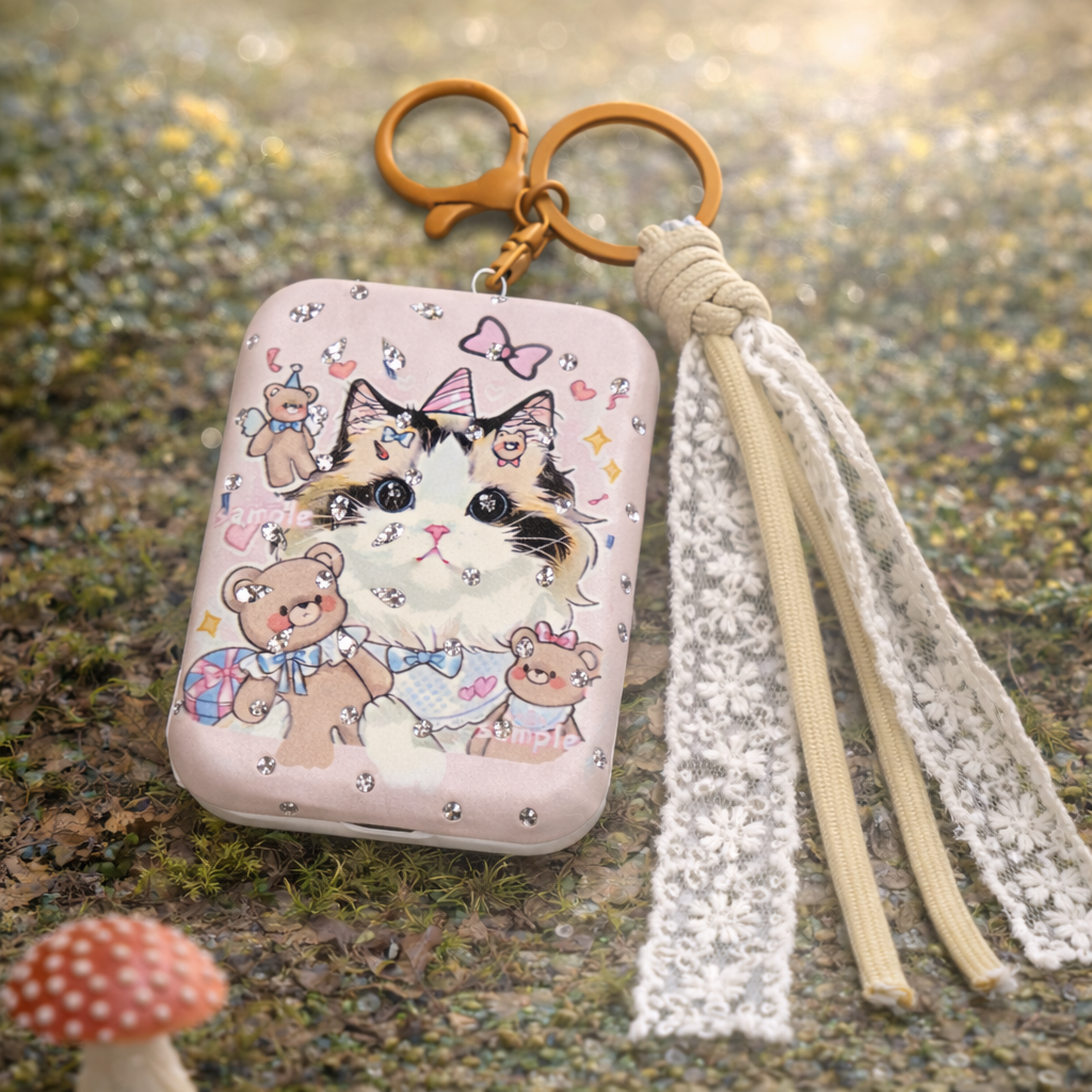 Miroir pliable - Porte clés Chat et Ourson Dentelle Kawaii