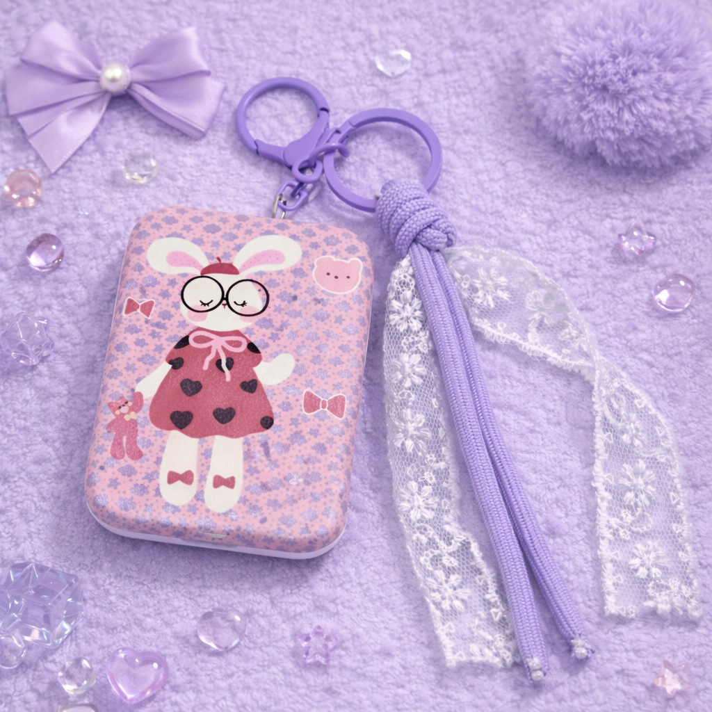 Miroir pliant - Porte clés Lapin Violet