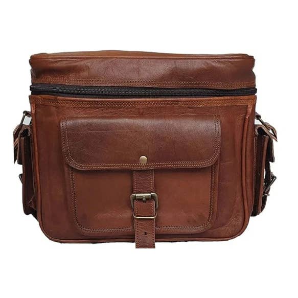Borsa in vera pelle TUZECH, stile vintage e moderno, ideale per fotocamere DSLR e per uso quotidiano (adatta a fotocamere da 33 cm).