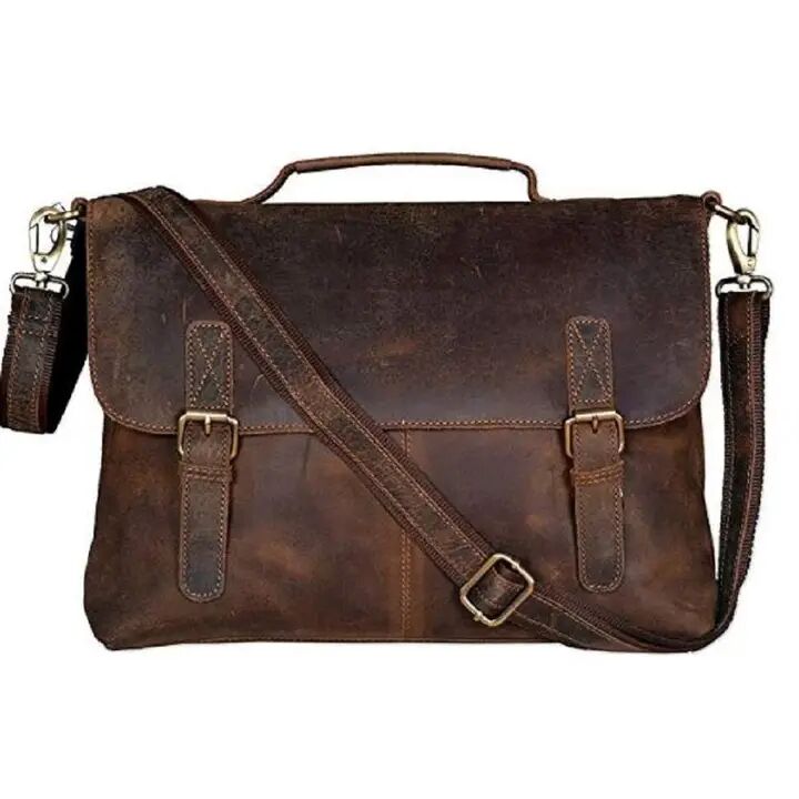 Bolso bandolera Tuzech de 16 pulgadas de piel de búfalo estilo retro para portátil, maletín de oficina, bolso de viaje (16 pulgadas)