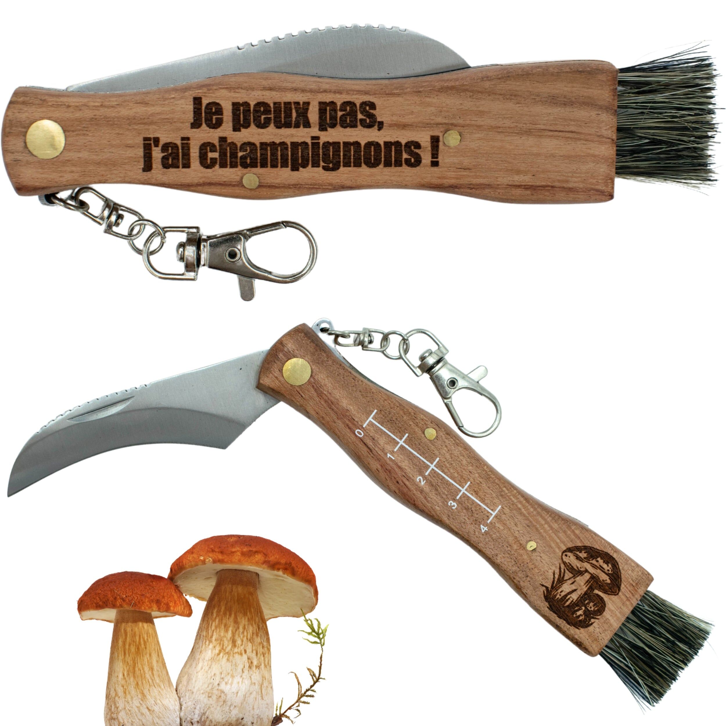 Mushroom knife with integrated brush – I can't, I have mushrooms!– Gift for nature lovers – Christmas gift – Father's Day gift