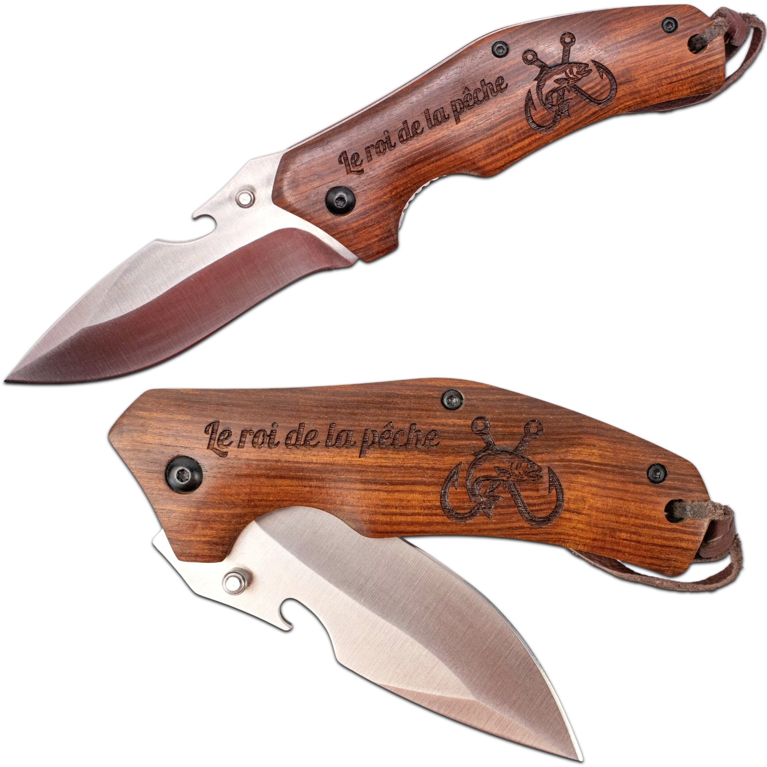 Folding knife with rosewood handle – The King of Fishing – nature lover gift – fisherman gift – Christmas gift – birthday gift