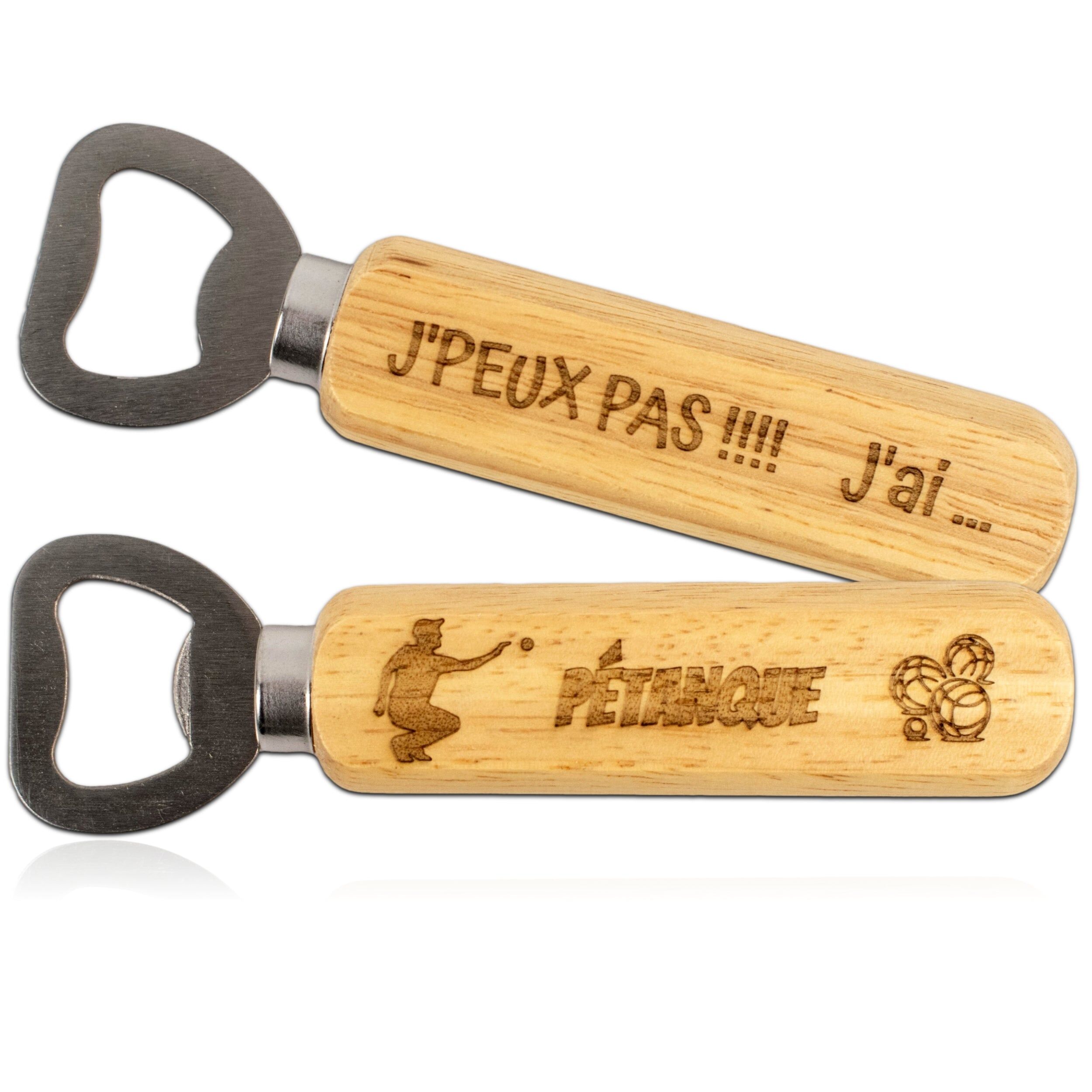 Wooden-handled bottle opener – I can't, I have pétanque!– gamer gift – Christmas gift – birthday gift