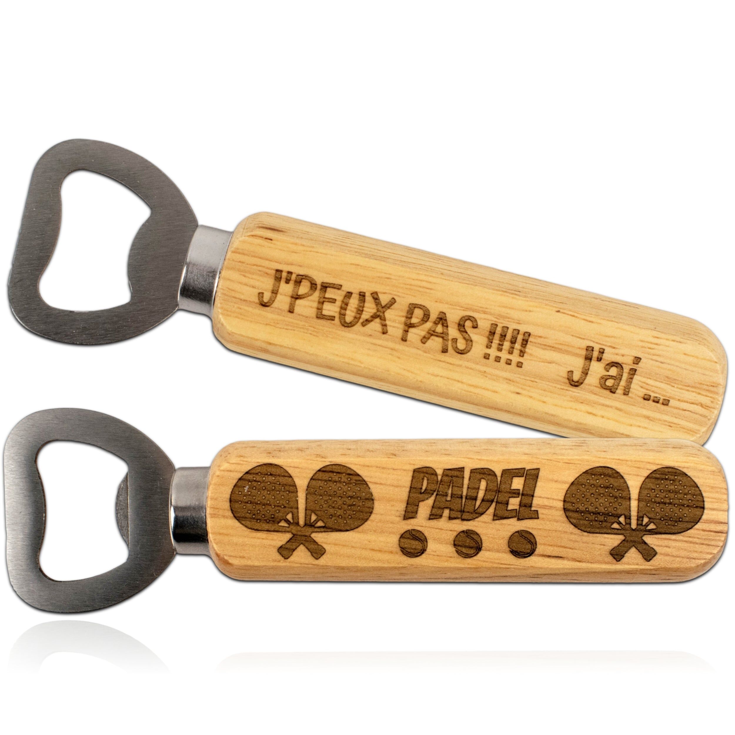 Wooden-handled bottle opener – I can't, I have Padel!– gamer gift – Christmas gift – birthday gift