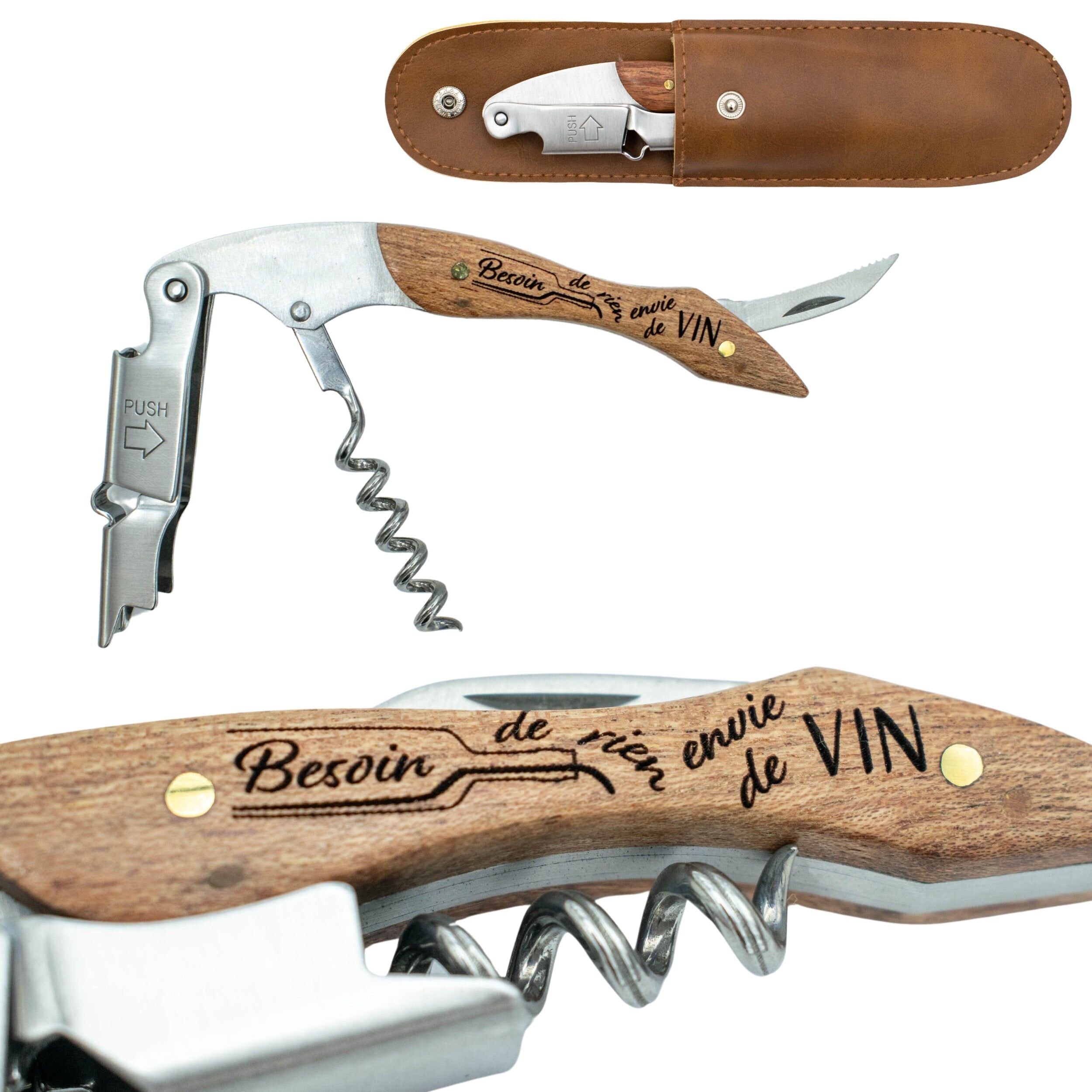 Wooden sommelier bottle opener – Need nothing, want wine – wine lover gift – Christmas gift – birthday gift