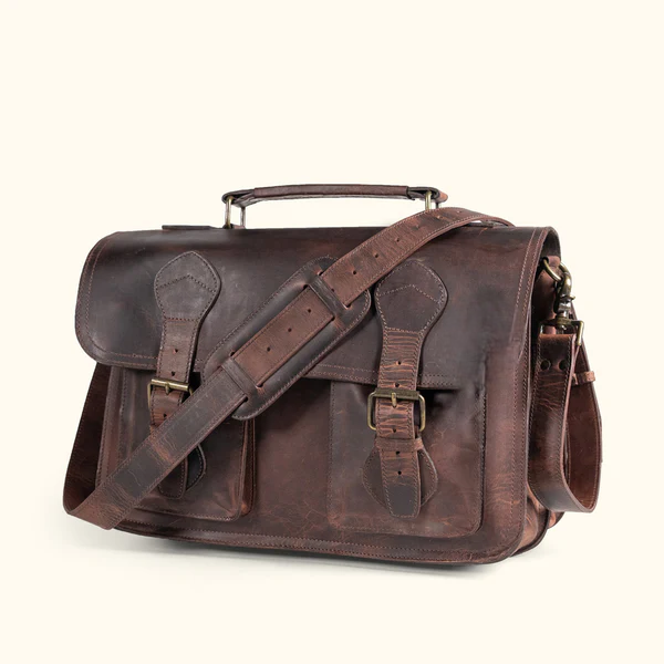 Maletín de cuero Tuzech de 16 pulgadas para negocios, viajes y oficina.