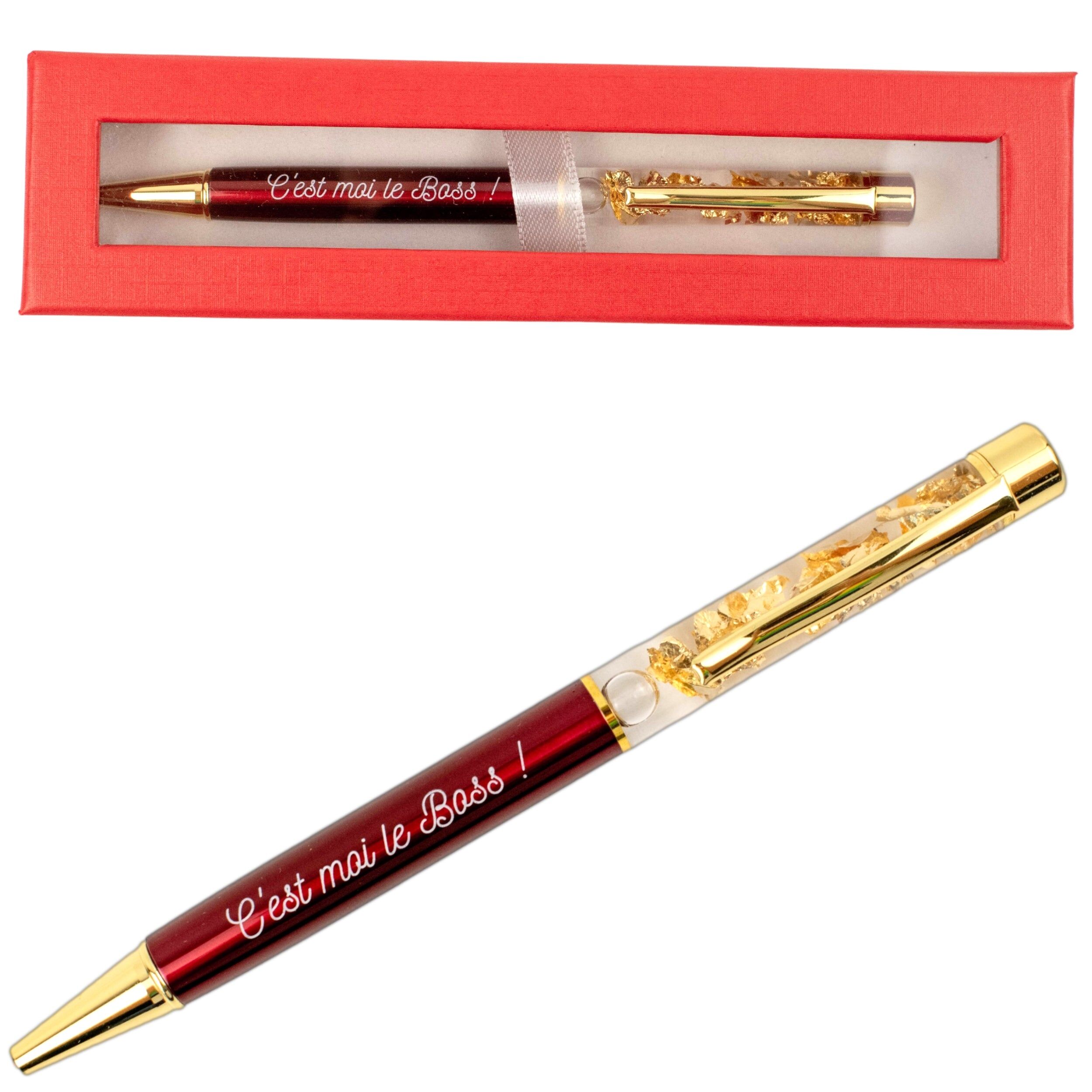 Ballpoint pen with gold leaves – I'm the Boss!– Christmas gift – birthday gift