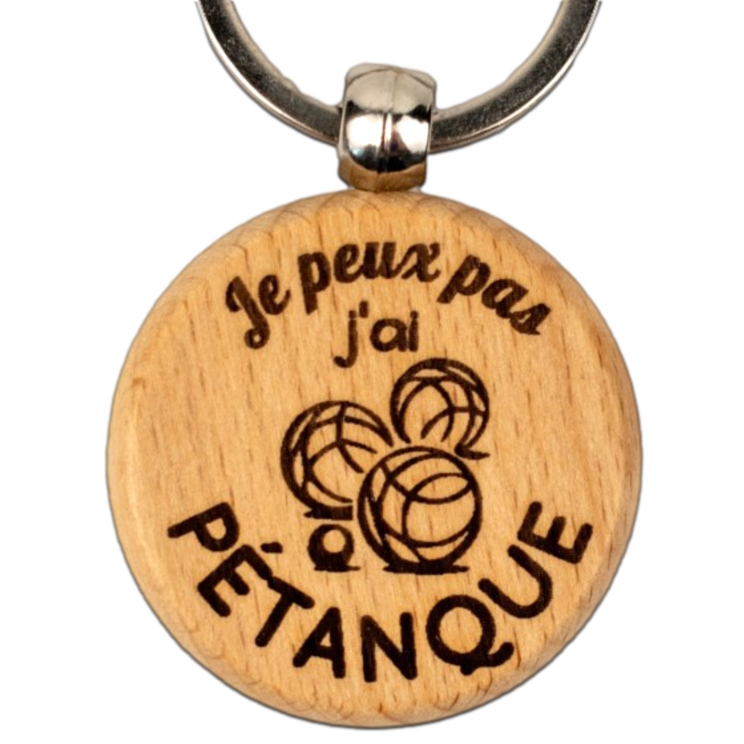 Round wooden keychain – I can't, I have pétanque – gift for pétanque players – Christmas gift – birthday gift