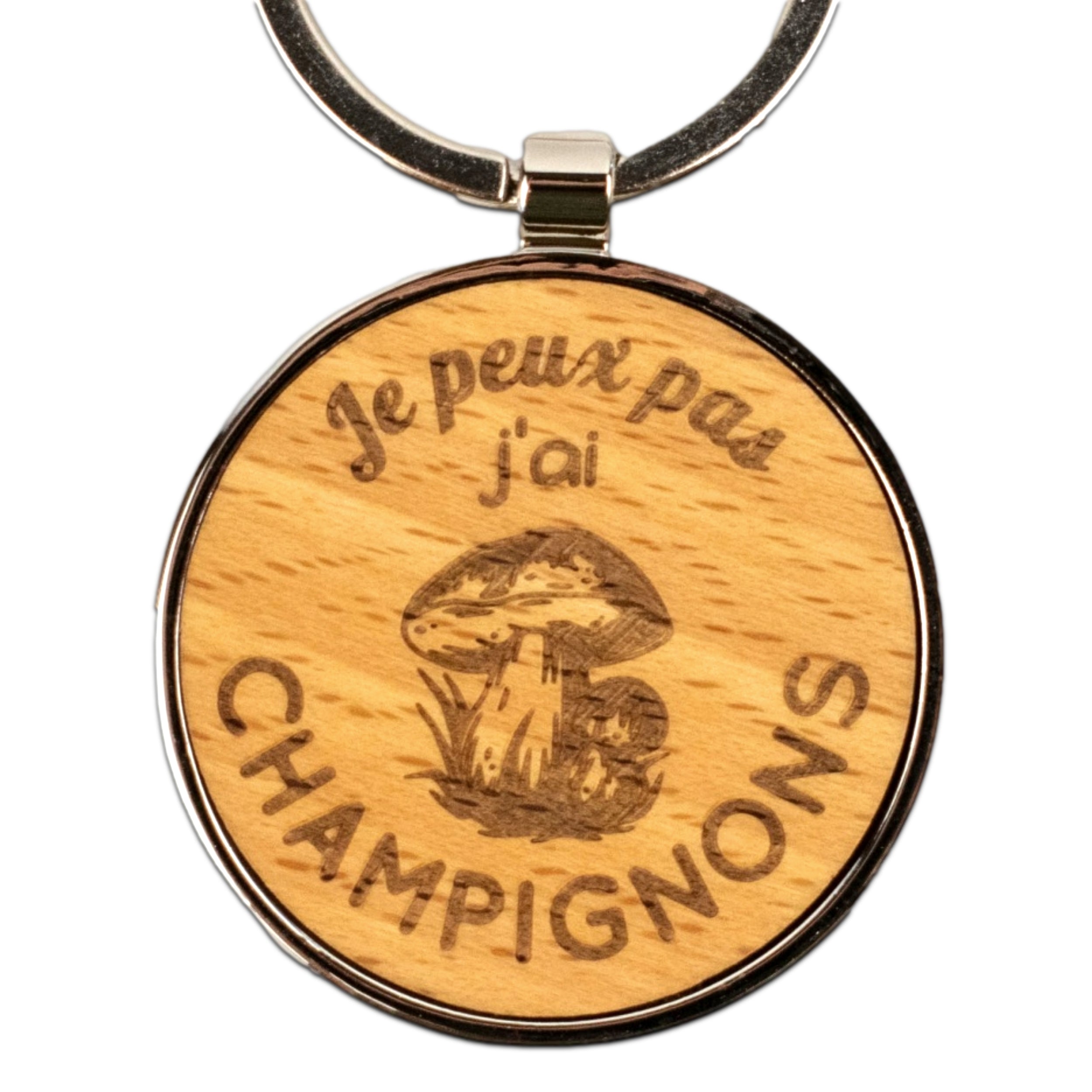 Round metal and wood keychain – I can't, I'm mushroom hunting – nature lover gift – mushroom hunter gift – Christmas gift – birthday gift