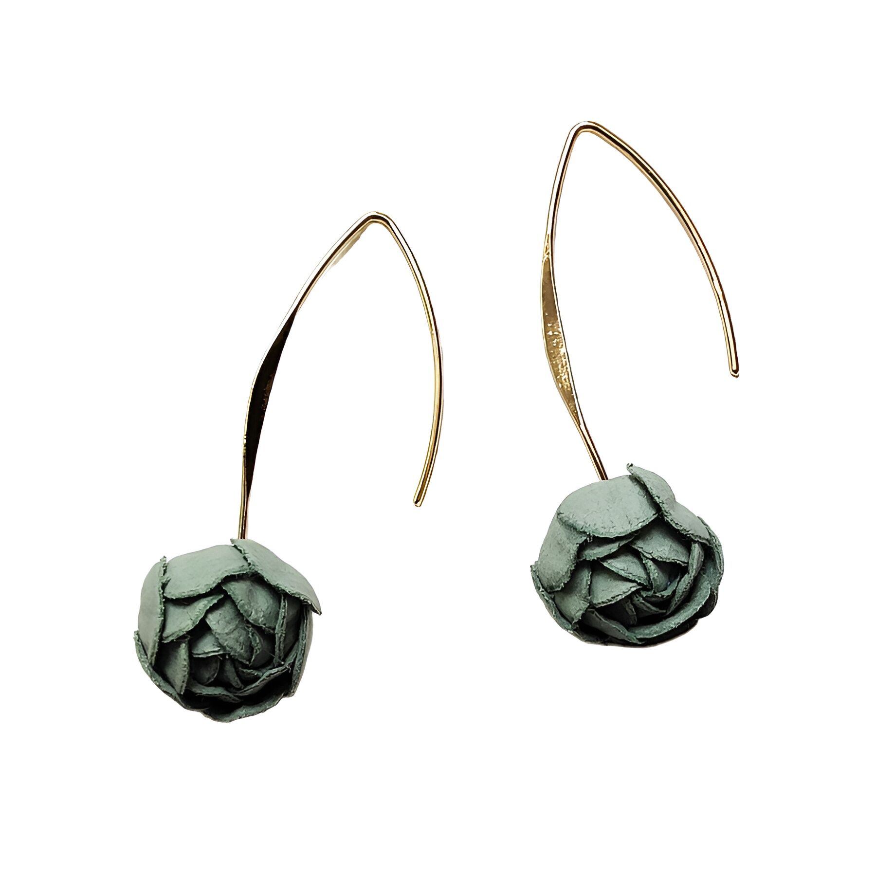 Boucles d'oreilles pendantes fleurs Holly vert