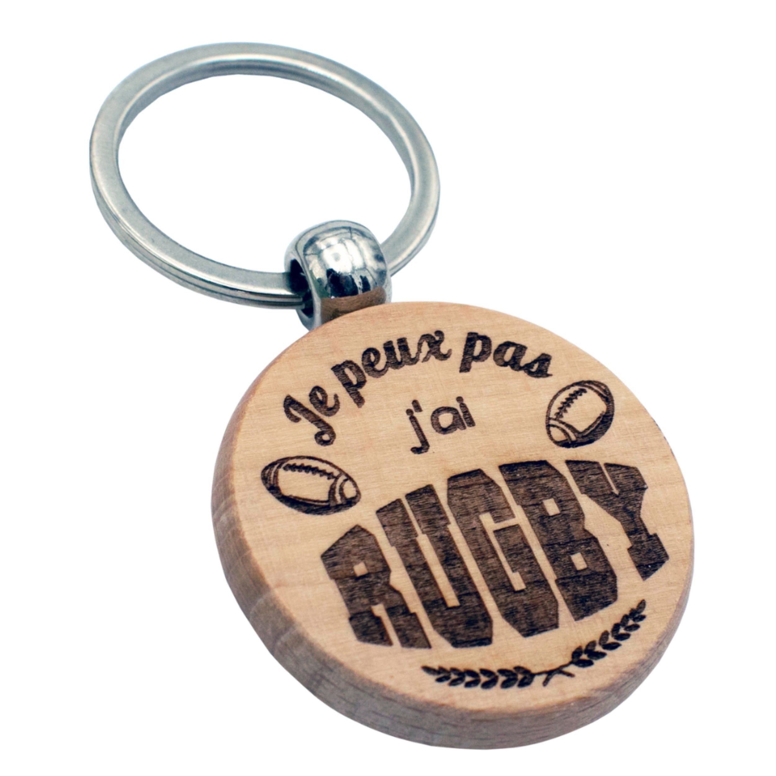 Round wooden keychain – I can't, I have rugby – player gift – rugby fan gift – Christmas gift – birthday gift