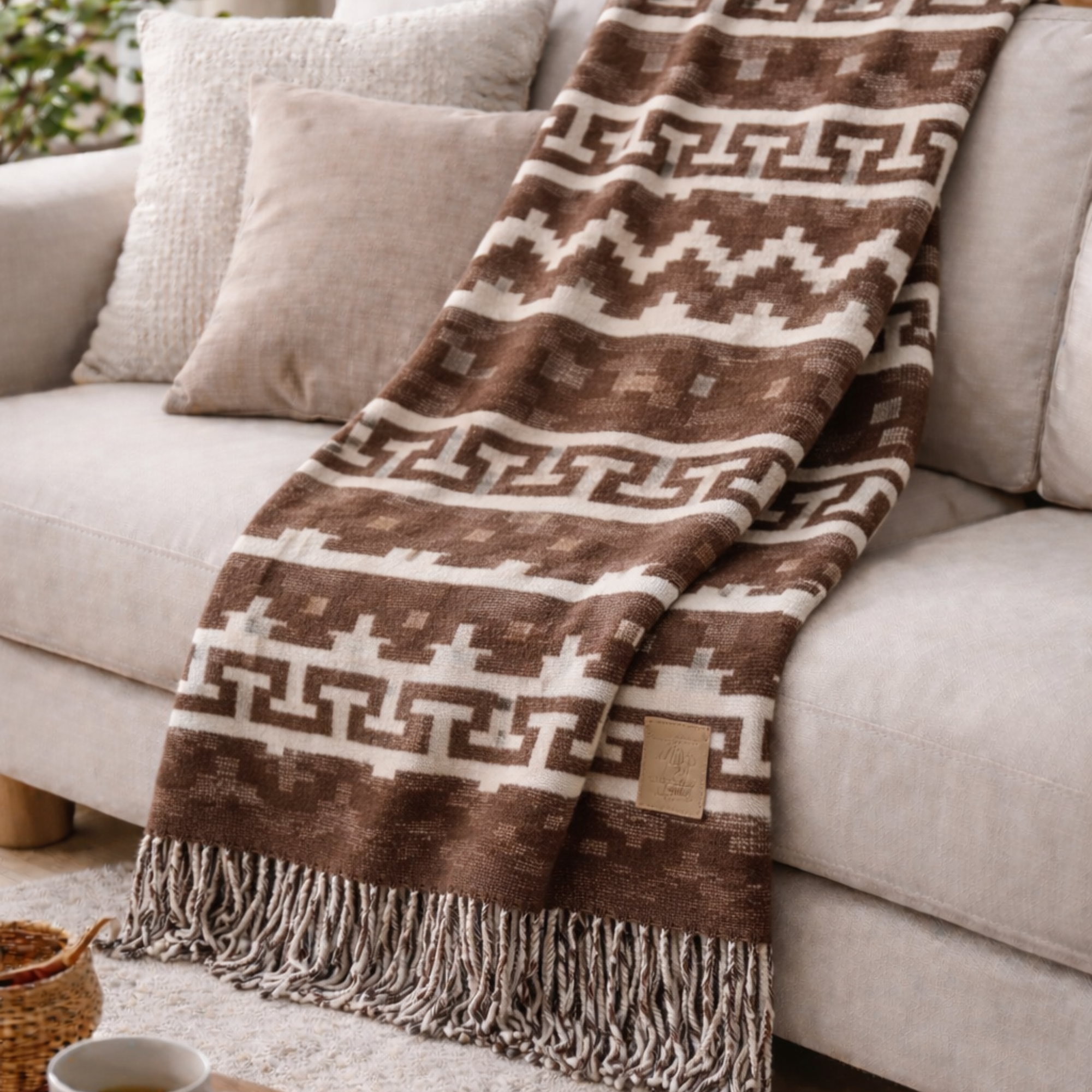 Thick brown alpaca throw – warm throw – cozy interior