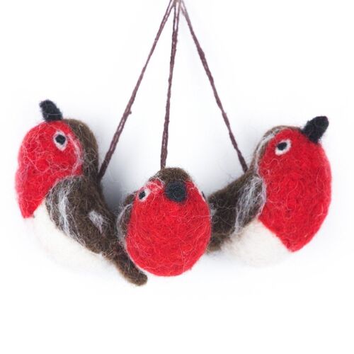 Baby Red Robins (Bag of 3) Hanging Biodegradable Christmas Tree Decoration