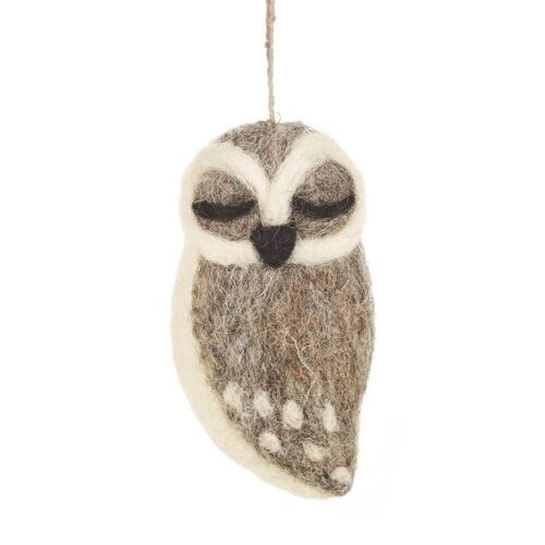Grey Owl Biodegradable Handmade Hanging Needle Felt Decoration