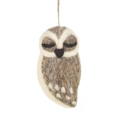 Grey Owl Biologisch abbaubare handgemachte Hängende Nadel Filz Dekoration