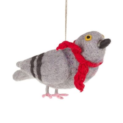 Handmade Pigeon with a Scarf Fair trade Hanging Bird Decoration
