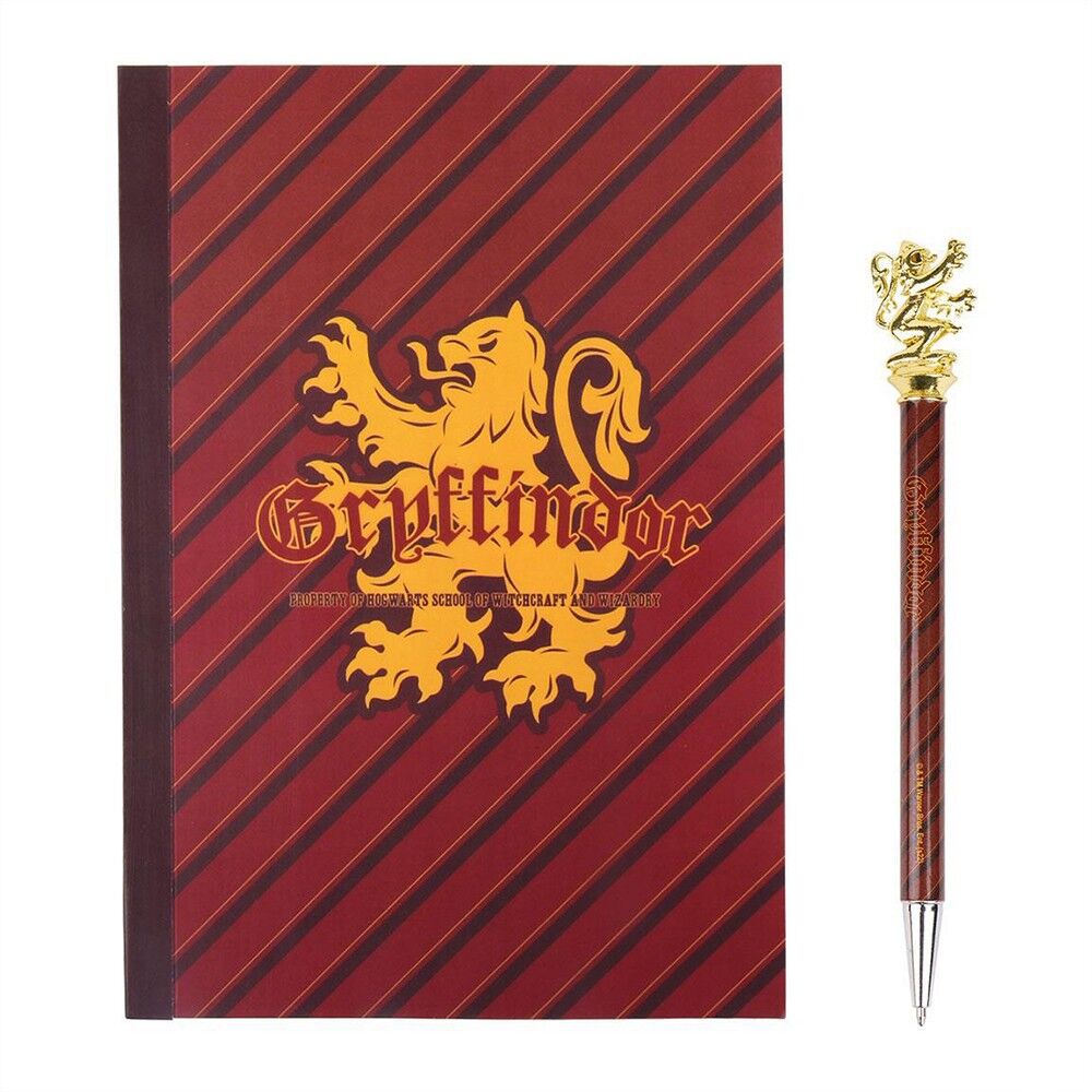 Harry Potter Hogwarts House Stationery Set - Notebook and Emblem Pen. Variations: GRYFFINDOR