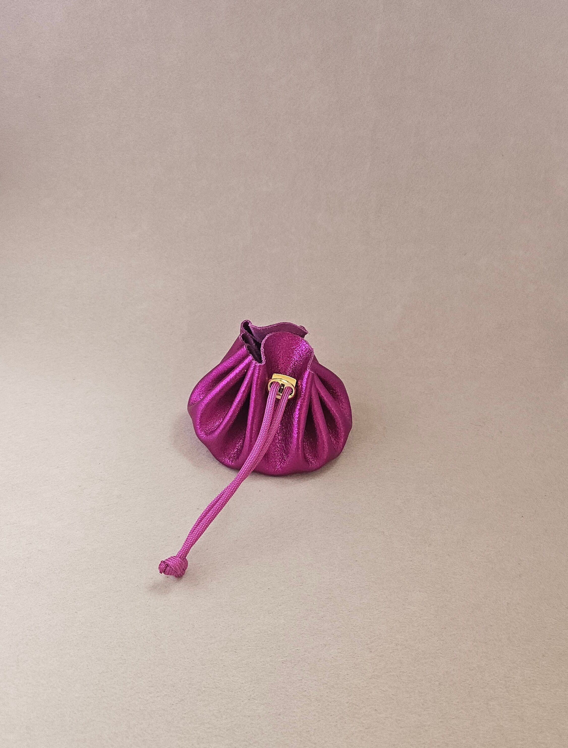 Leather drawstring purse