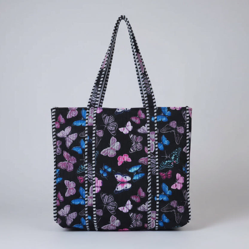Cotton Quilted Tote Bags - Butterfly print