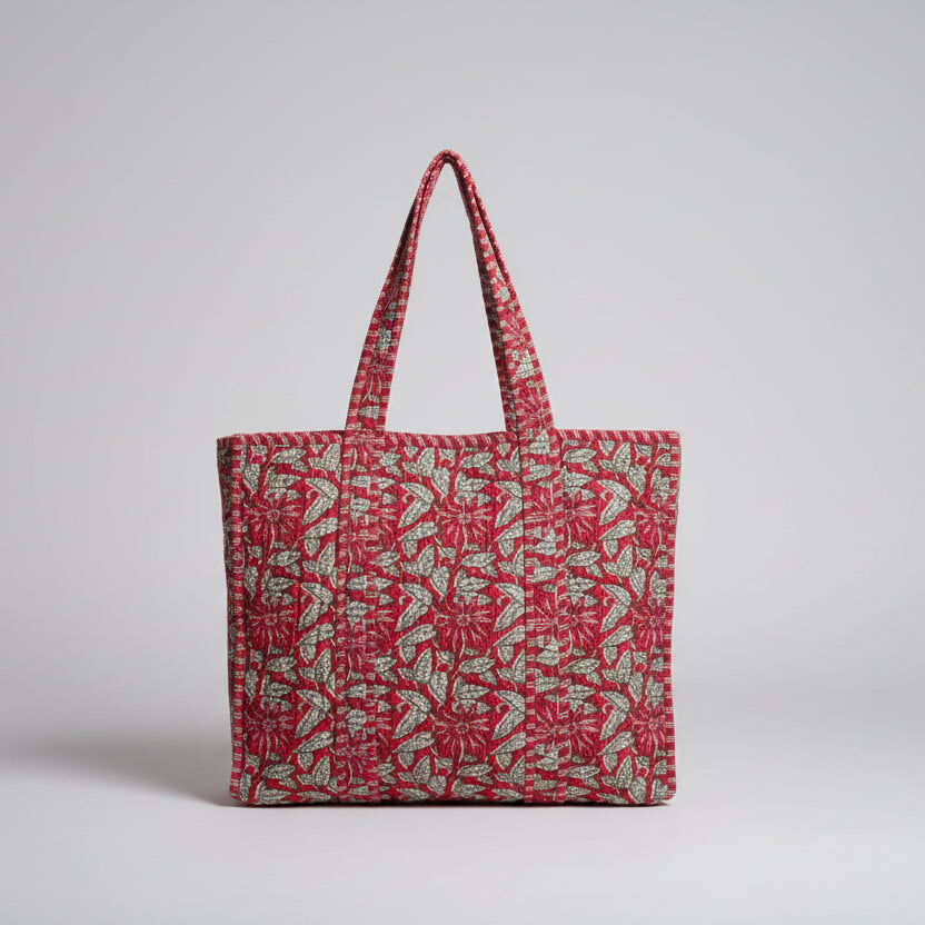Hand Block Printed Quilted Tote Bags